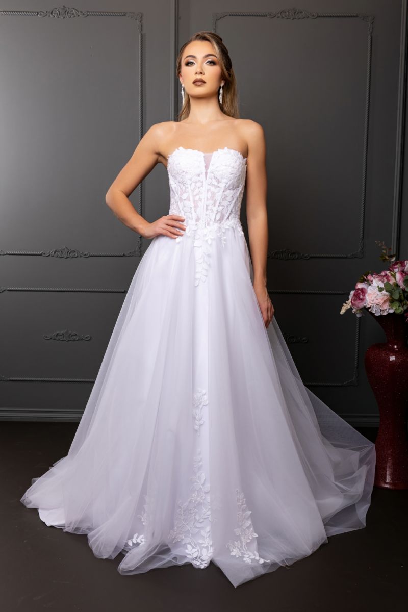Sweetheart Floor-Length with Train Tulle Wedding Dresses A-Line May Queen RQ8274