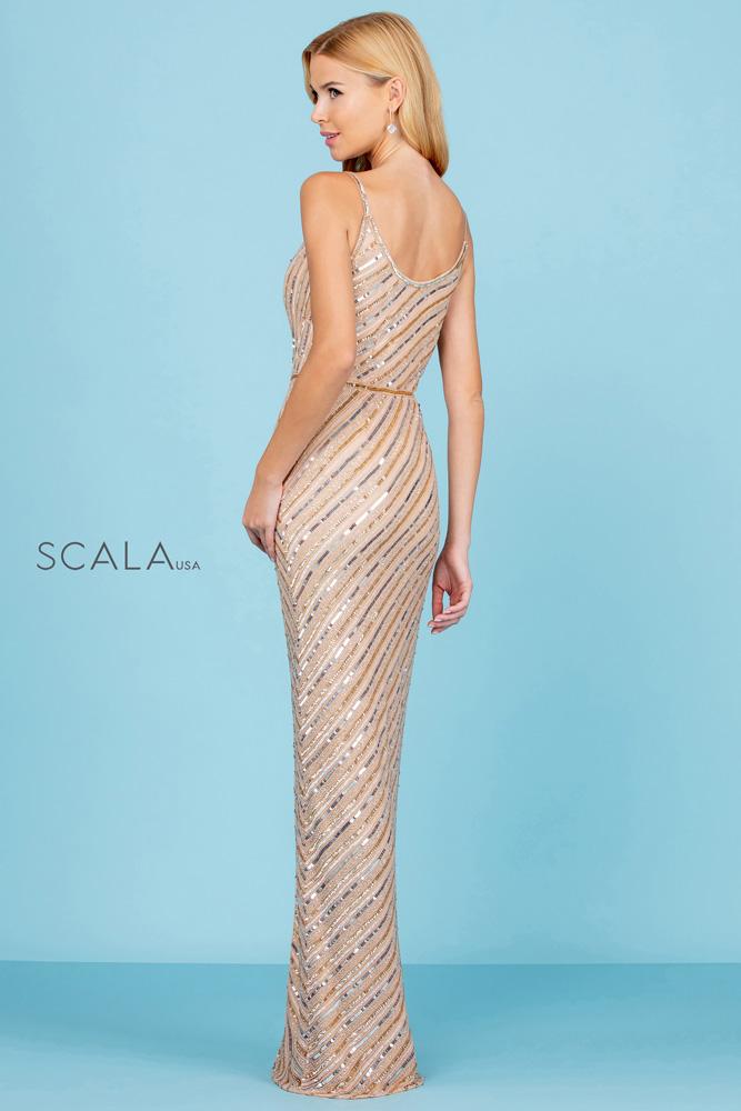V-Neck Floor-Length Sequin Formal Mermaid Scala 60258