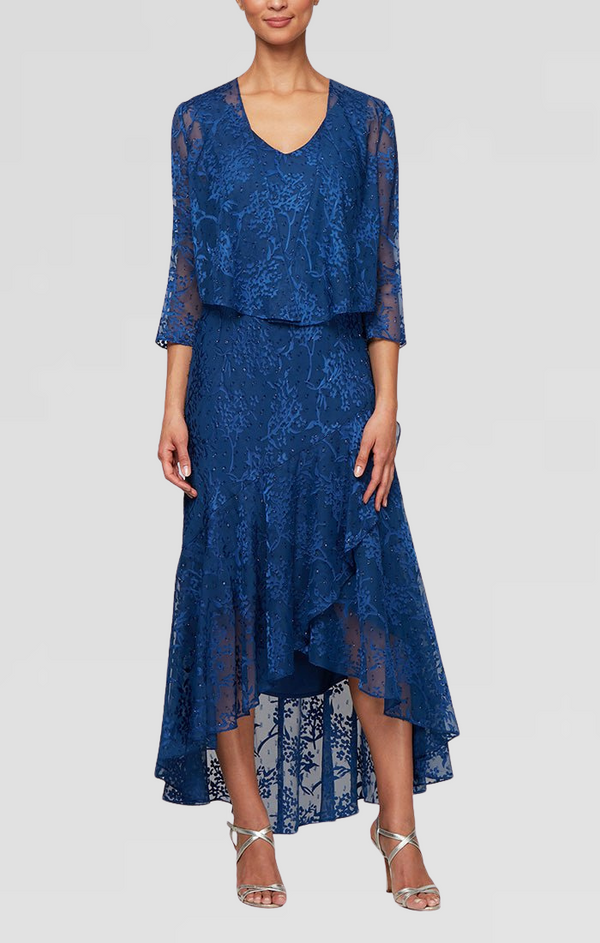 Alex Evenings 8175734 High Low Formal Mother of the Bride Jacket Dress