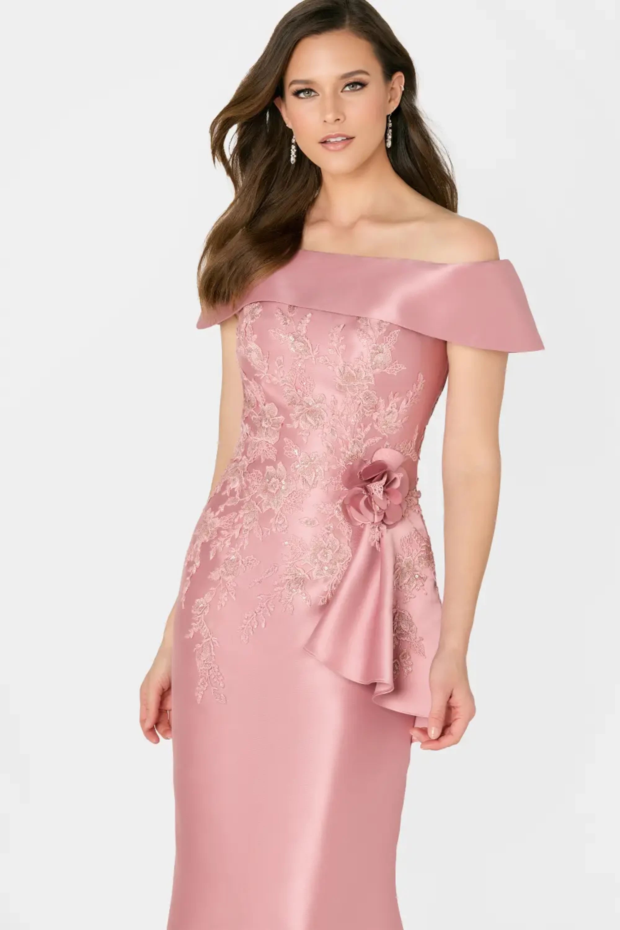 Formal Dresses Formal Long Floral Lace Applique Evening Dress Rose Quartz
