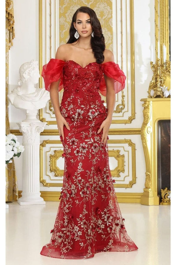 Off-the-Shoulder Floor-Length Tulle Prom Sheath Column May Queen RQ8037