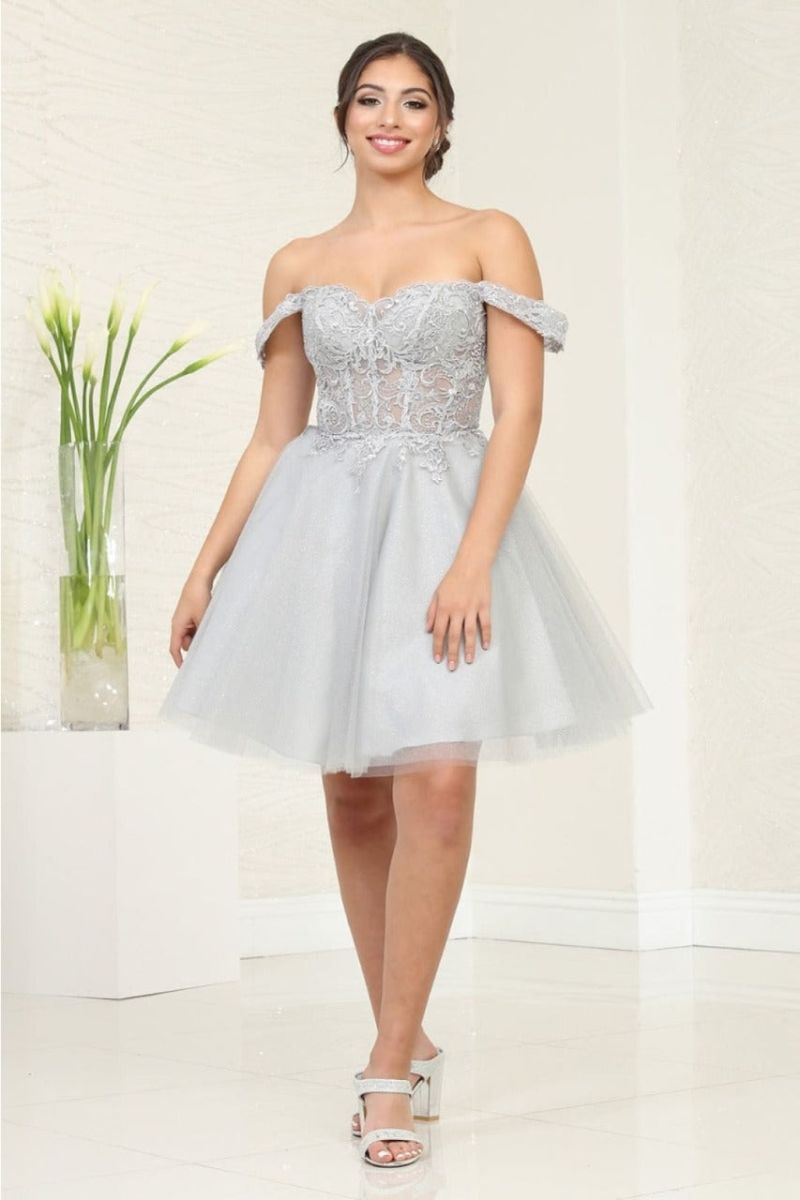 Off-the-Shoulder Knee-Length Tulle Cocktail A-Line May Queen 2009