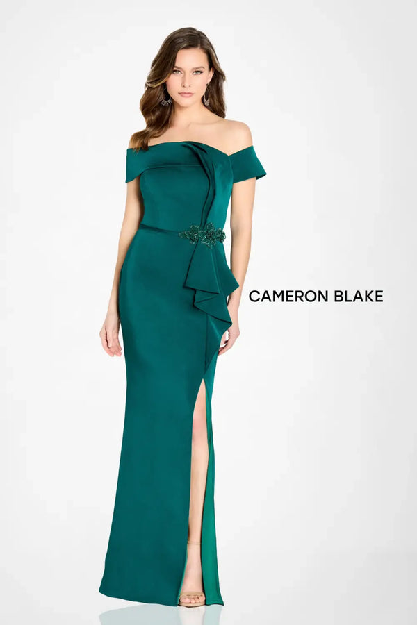 Cameron Blake CB761 Formal Long Sequin Slit Evening Dress