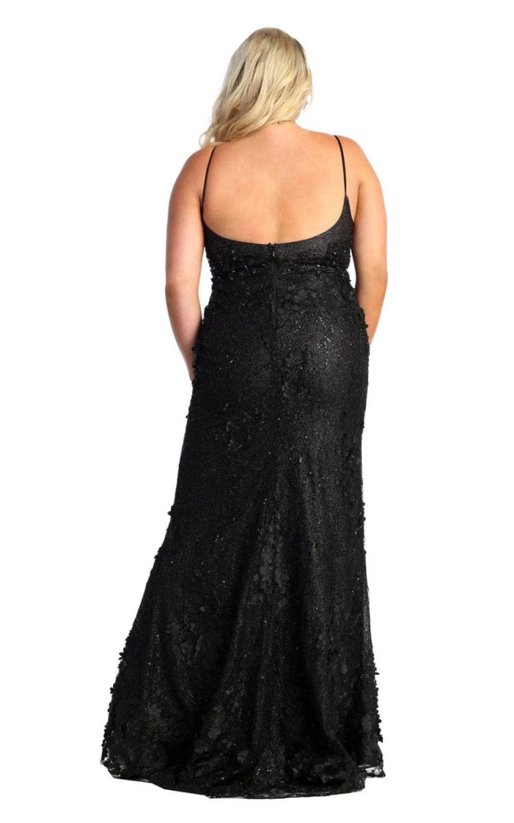 Black V-Neck Floor-Length Sequin Applique Prom Dress May Queen RQ7932