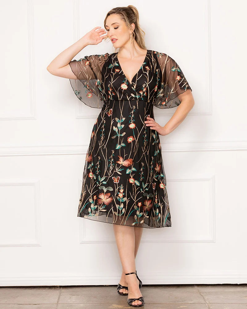 Plus Size Dresses Short Floral Midi Cocktail Plus Size Dress Kiyonna 12252103 Meadow Print