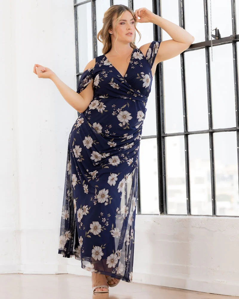 Plus Size Dresses Long A Line Formal Mother of the Bride Plus Size Dress Kiyonna 13212703 Navy Blue Blooms