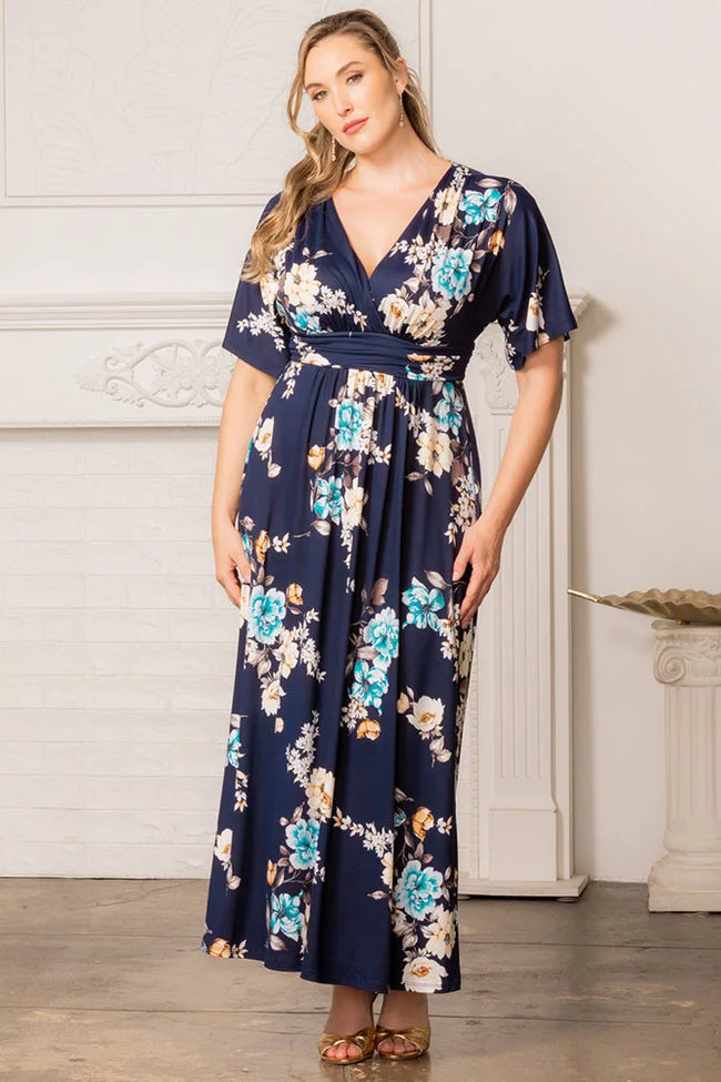 Plus Size Dresses Mother of the Bride Long Formal Plus Size Dress Navy Floral
