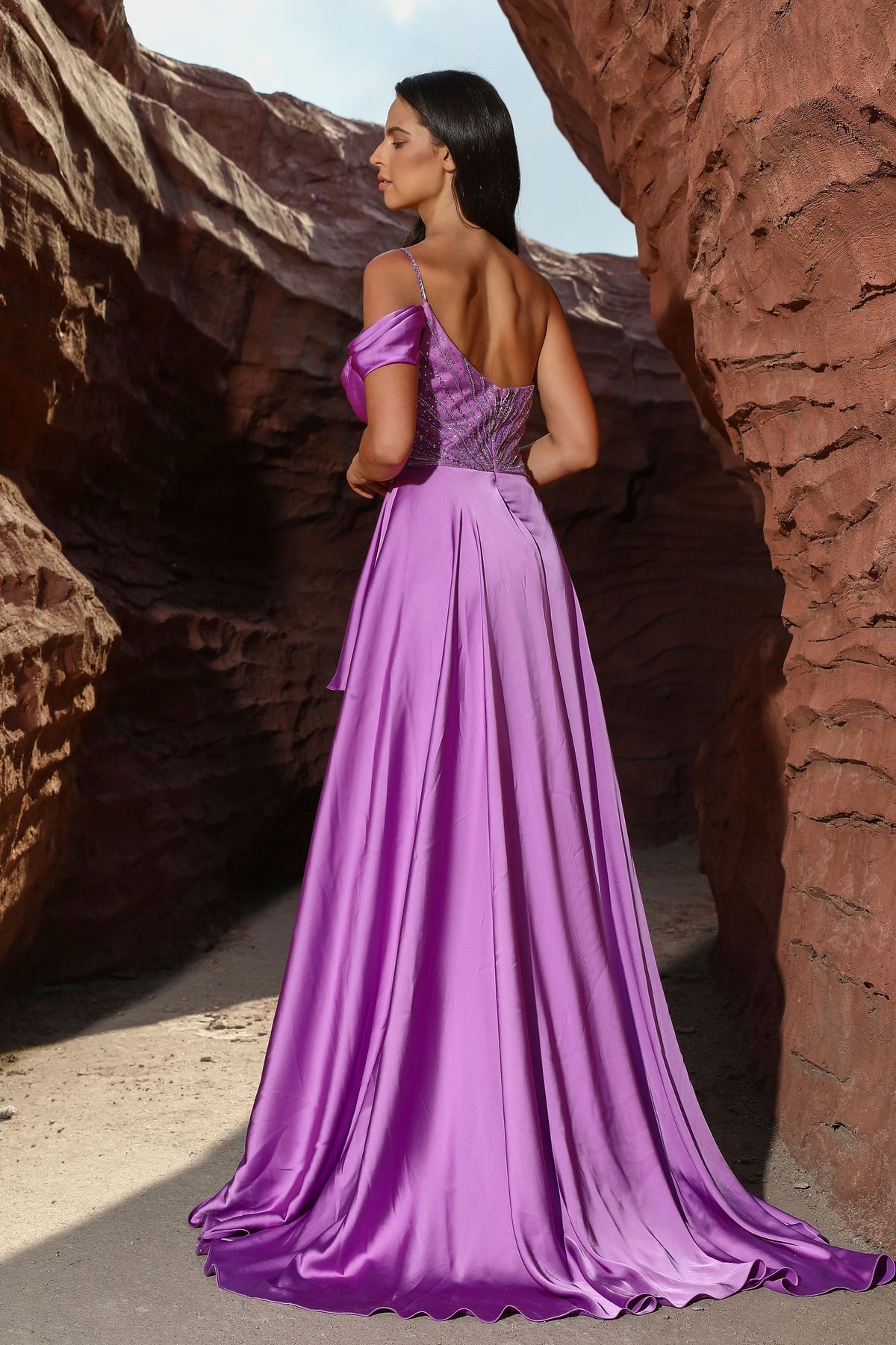 Cowl High-Low Satin Prom A-Line Pre Order