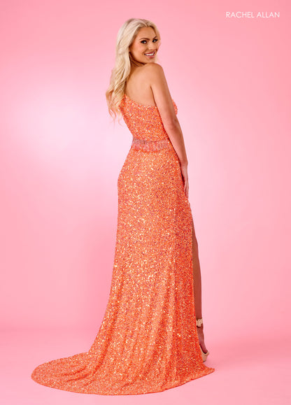 Prom Dresses Fitted Sequins Long Prom Dress Tangerine