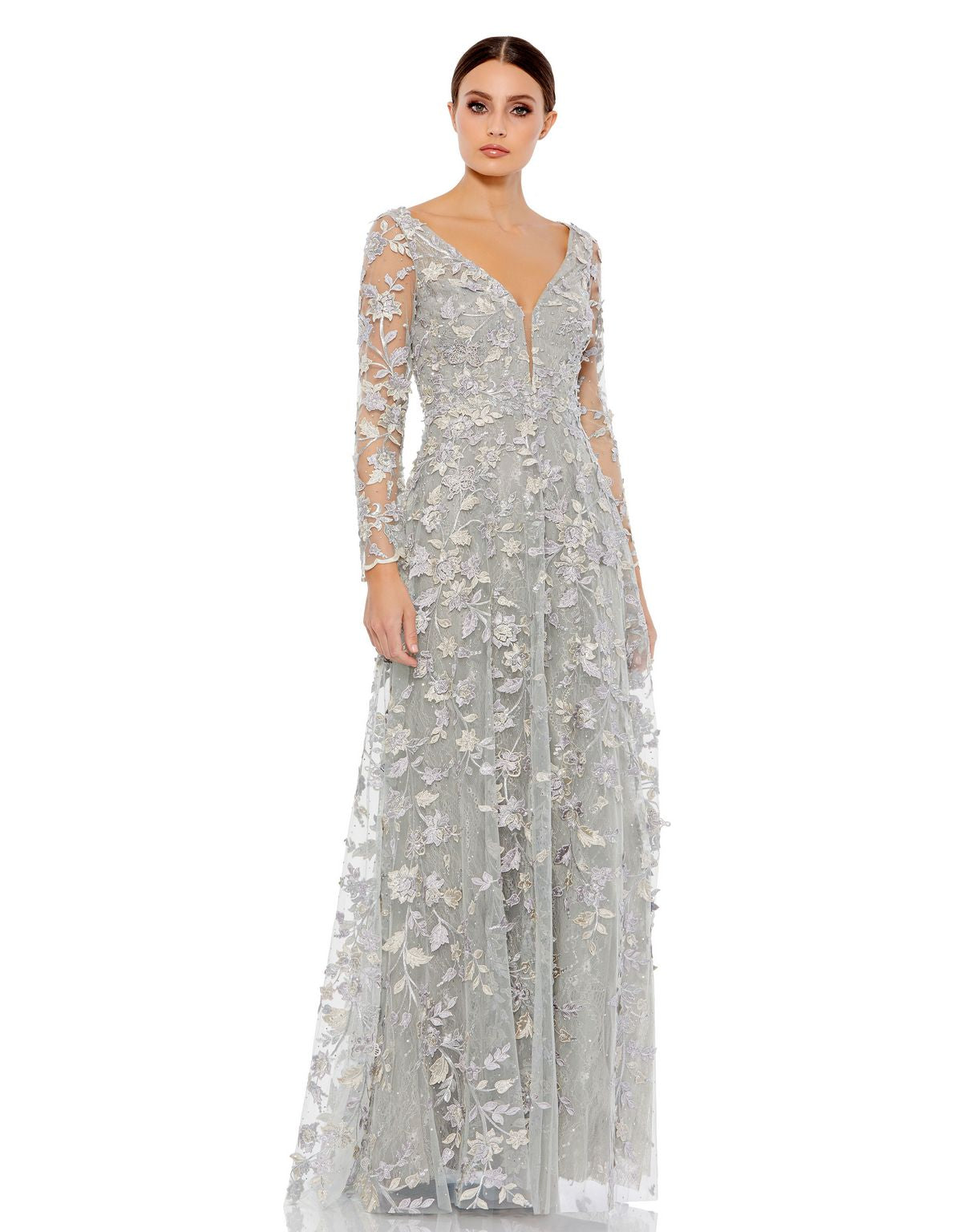 Mac Duggal 70224 Long Sleeve Floral Formal Dress