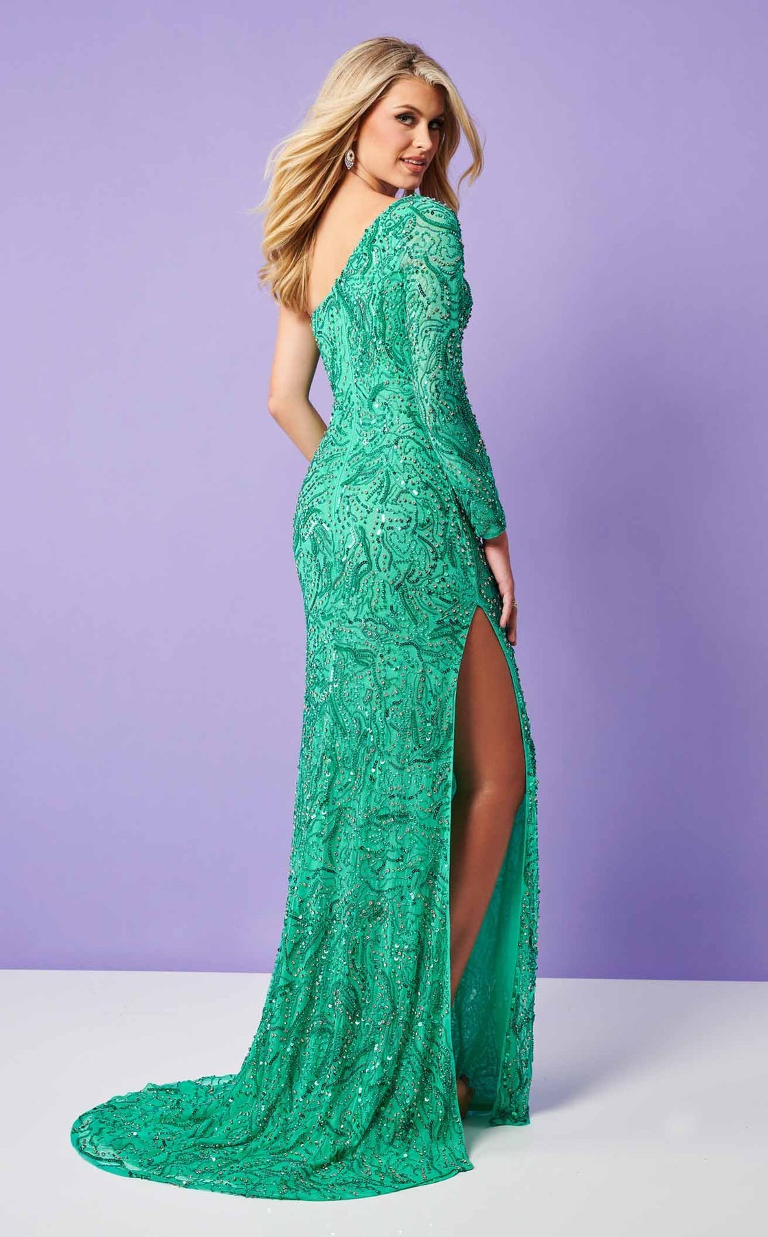 Prom Dresses Slit Long Beaded Formal Long Prom Dress Rachel Allan 70301 Jade