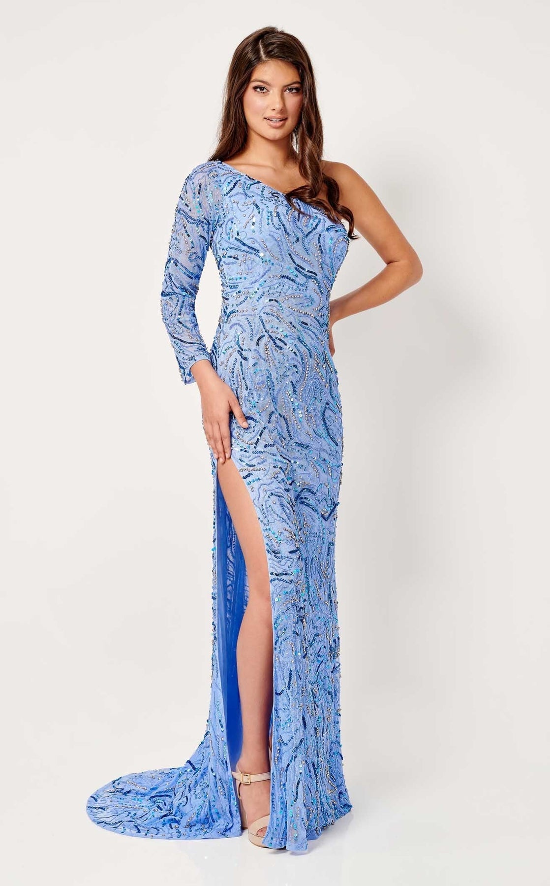 Prom Dresses Slit Long Beaded Formal Long Prom Dress Rachel Allan 70301 Periwinkle