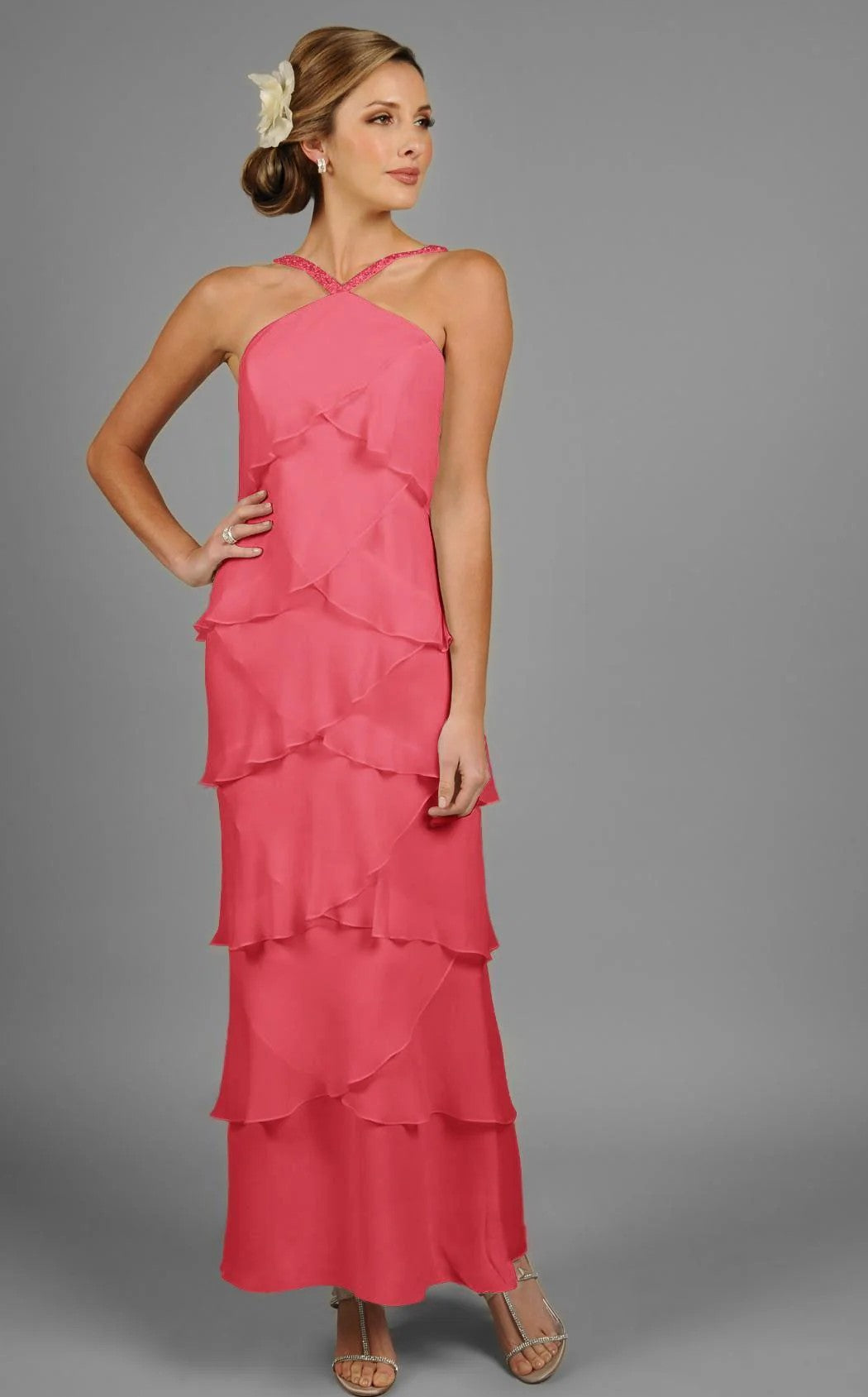 Prom Dresses Long Formal Tiered Evening Prom Dress Cherry