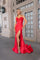Prom Dresses Long Formal 3D Floral Applique Fitted Prom Dress Red