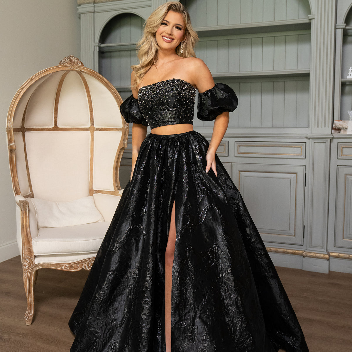 formal dresses black and silver Ladivine CD0174 Elegant A-line Mini Dress / XS Designed for young Black women attending galas Sherri Hill Prom Dresses 57832