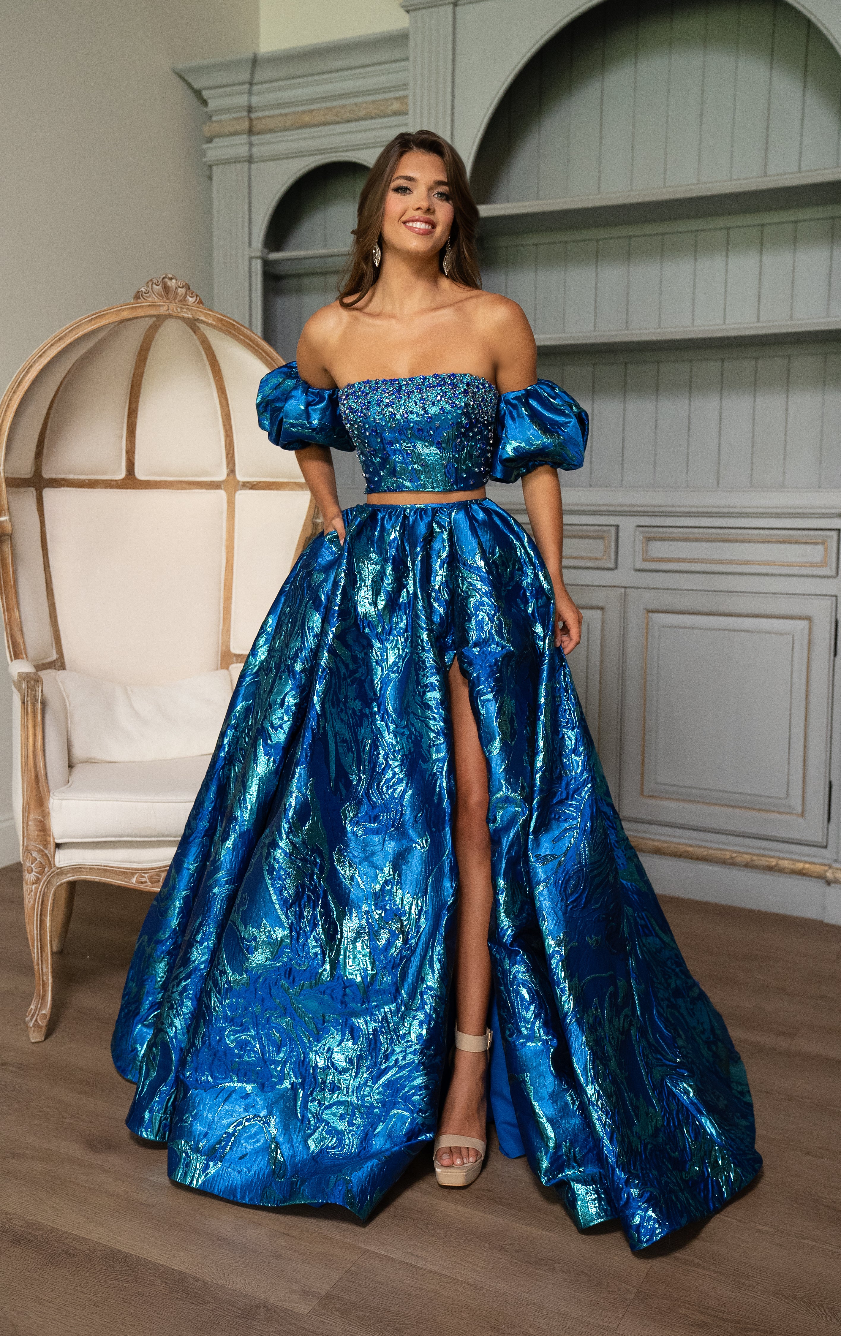Prom Dresses Prom Two Piece A Line Long Formal Dress Royal