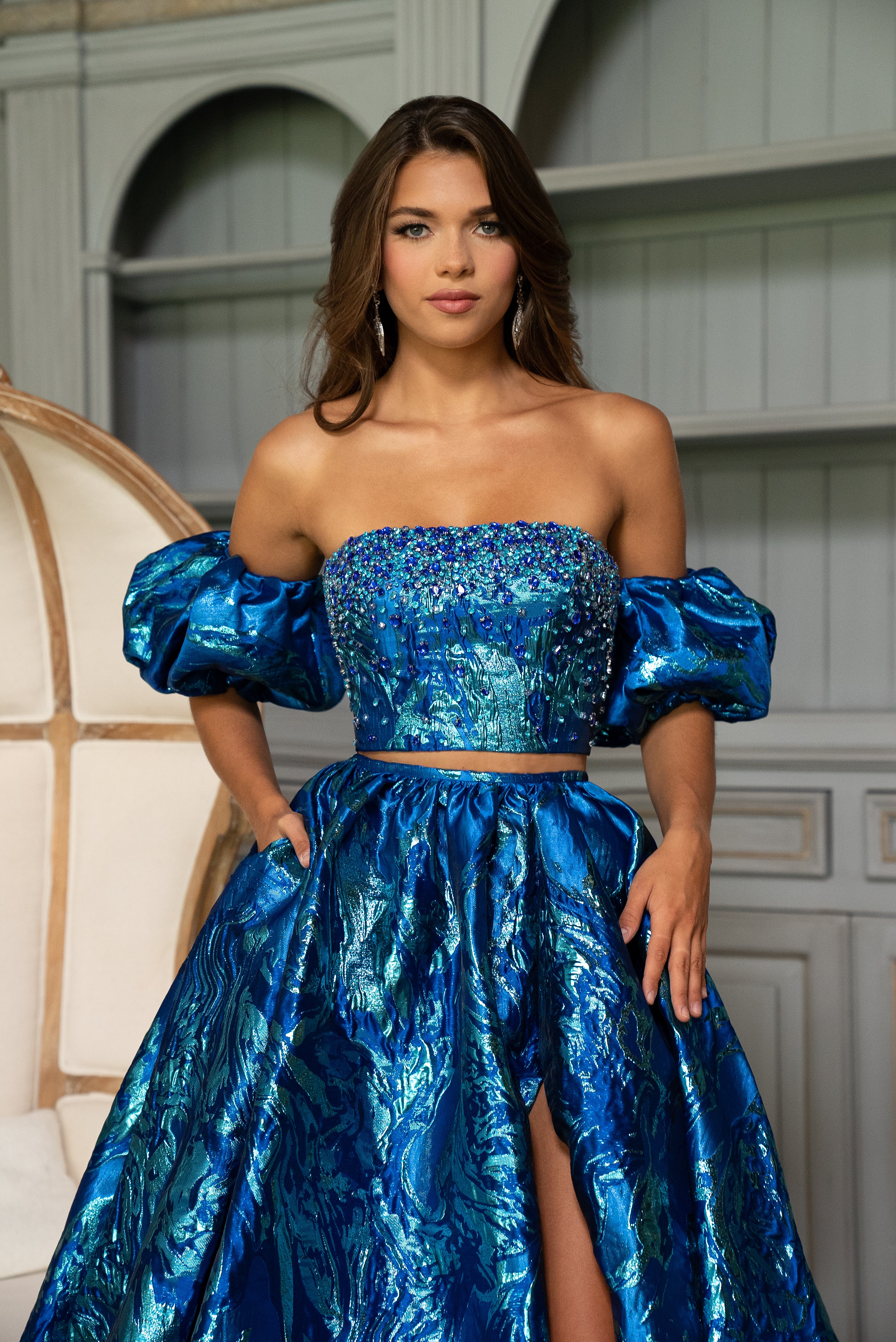 Black Rachel Allan 70707 Prom Two Piece A Line Long Formal Dress