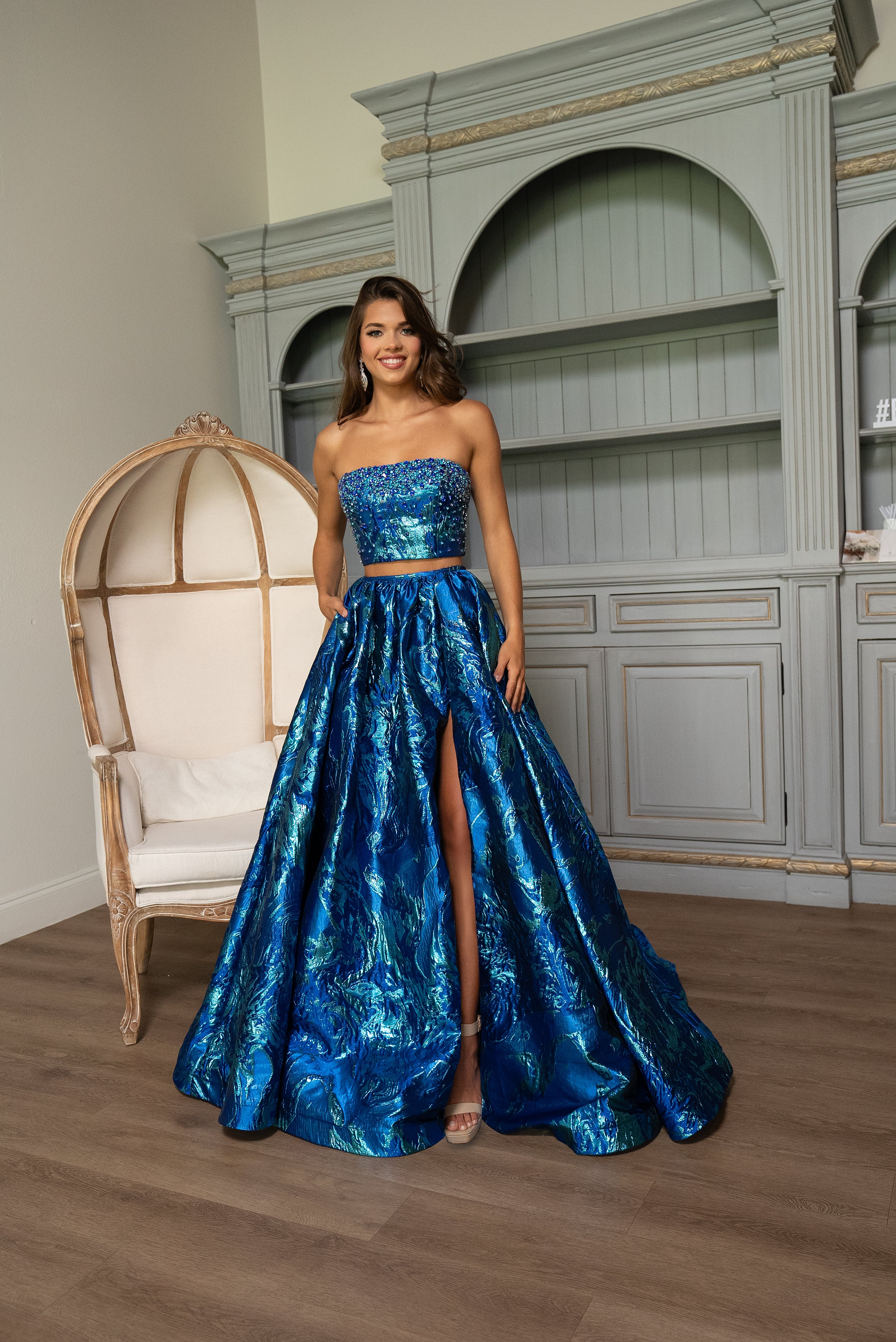 Prom Dresses Prom Two Piece A Line Long Formal Dress Royal
