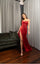 Prom Dresses Fitted Ruched Long Beaded Slit Formal Prom Dress Red