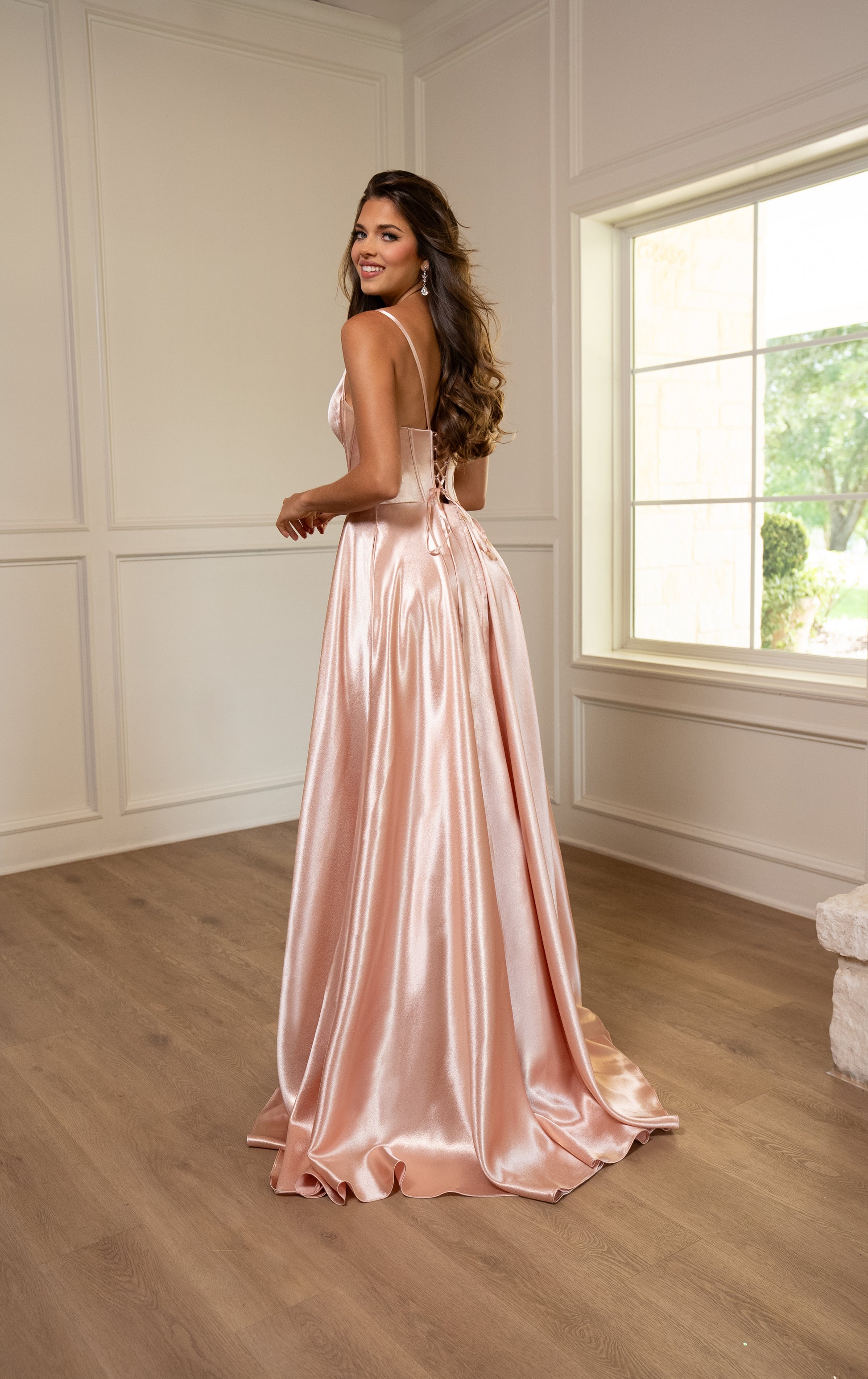 Rachel Allan 70739 Long Metallic A Line Formal Prom Dress