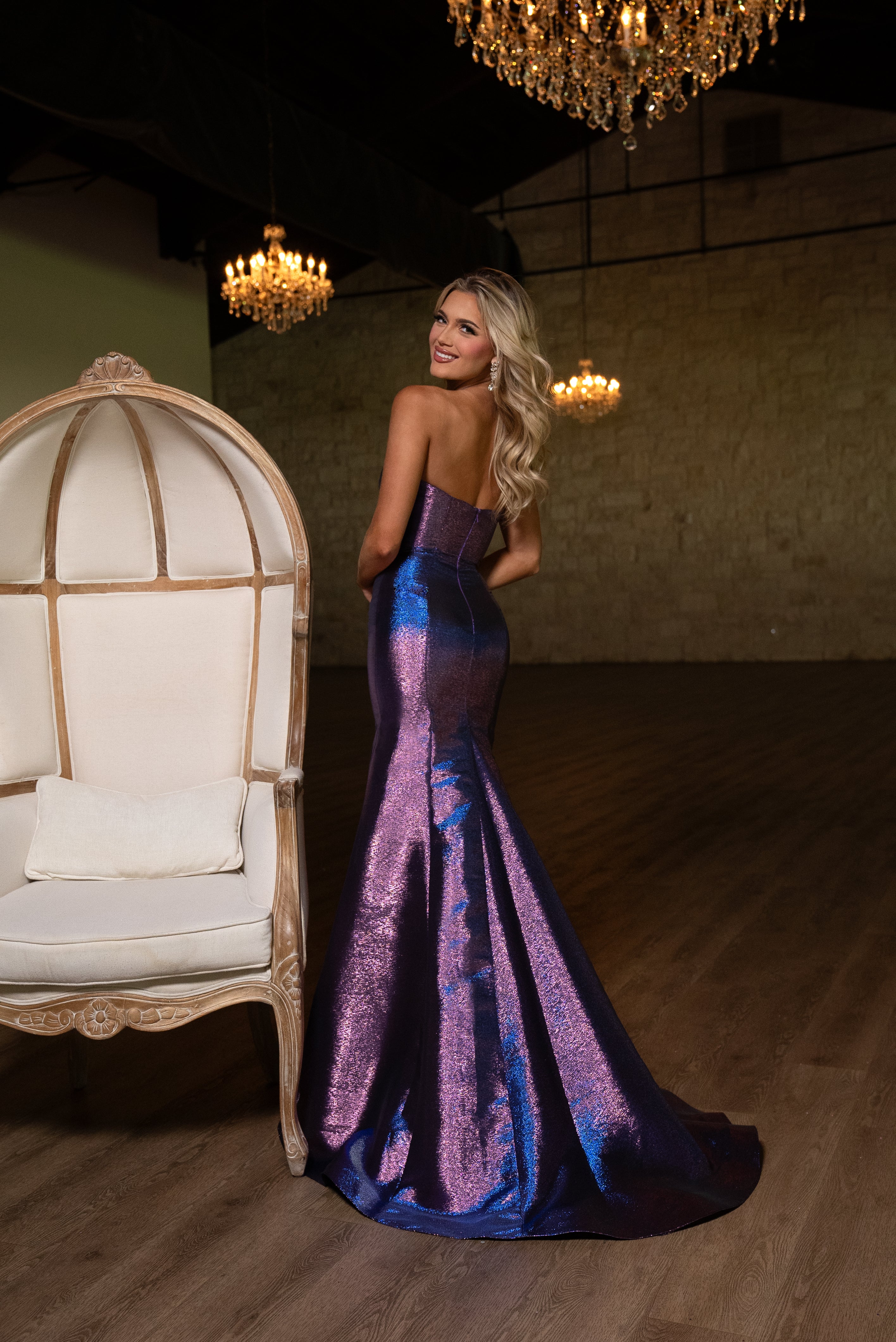Prom Dresses Mermaid Gown Long Formal Metallic Prom Dress  Lilac Shimmer