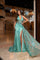 Prom Dresses Long Fitted Glitter Slit Prom Dress Mint Jade