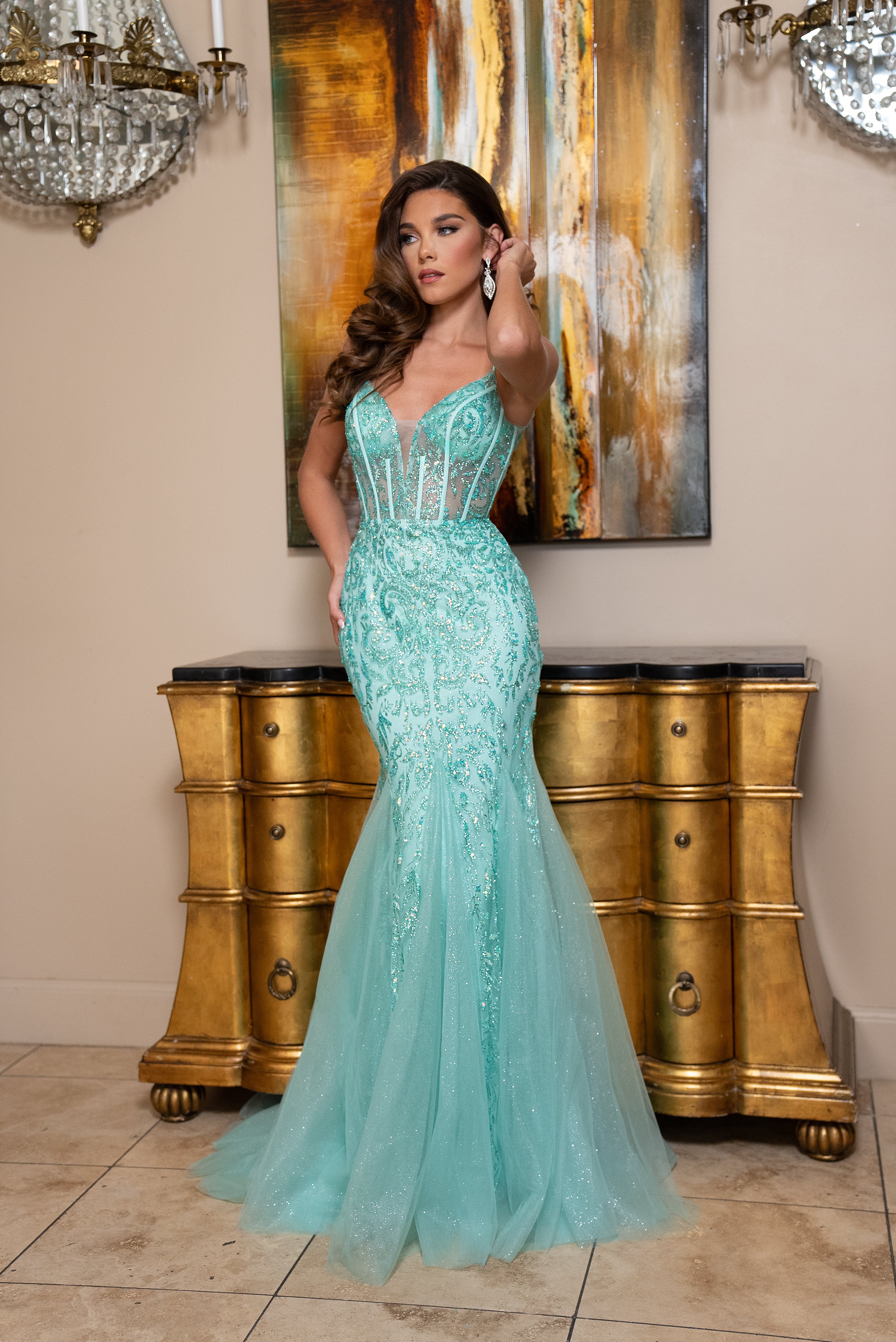 Rachel Allan 70750 Glitter Print Fitted Corset Gown | FormalDressShops 0 / Deep Blush Rachel Allan 70750 Glitter Print Fitted Corset Gown | FormalDressShops 0 / Deep Blush