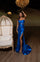 Prom Dresses Fitted Ruched Long Formal Slit Prom Dress Royal