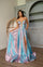 Prom Dresses Long A Line Slit Formal Metallic Prom Dress Turquoise Pink