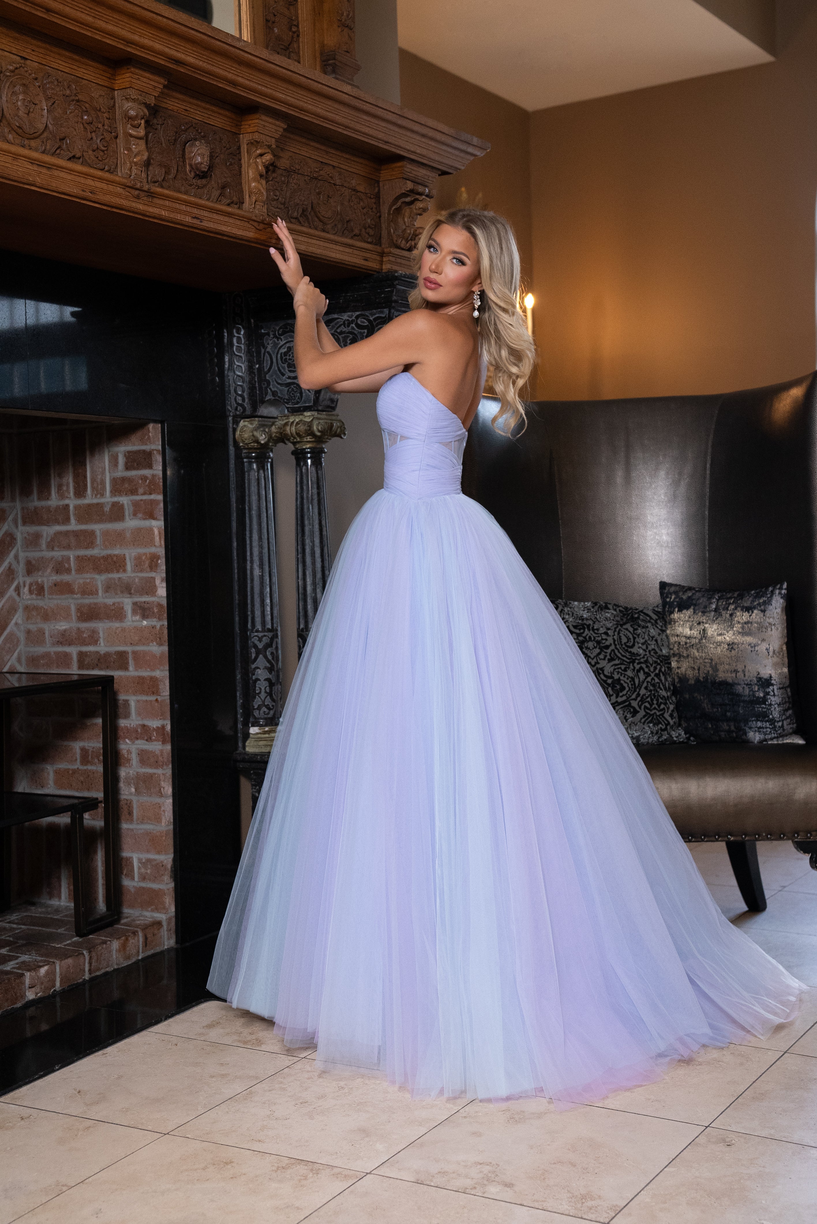 Prom Dresses Long Ball Gown Formal Pleated Prom Dress Powder Blue Lilac