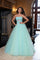 Prom Dresses Long Ball Gown Formal Pleated Prom Dress Mint Aqua
