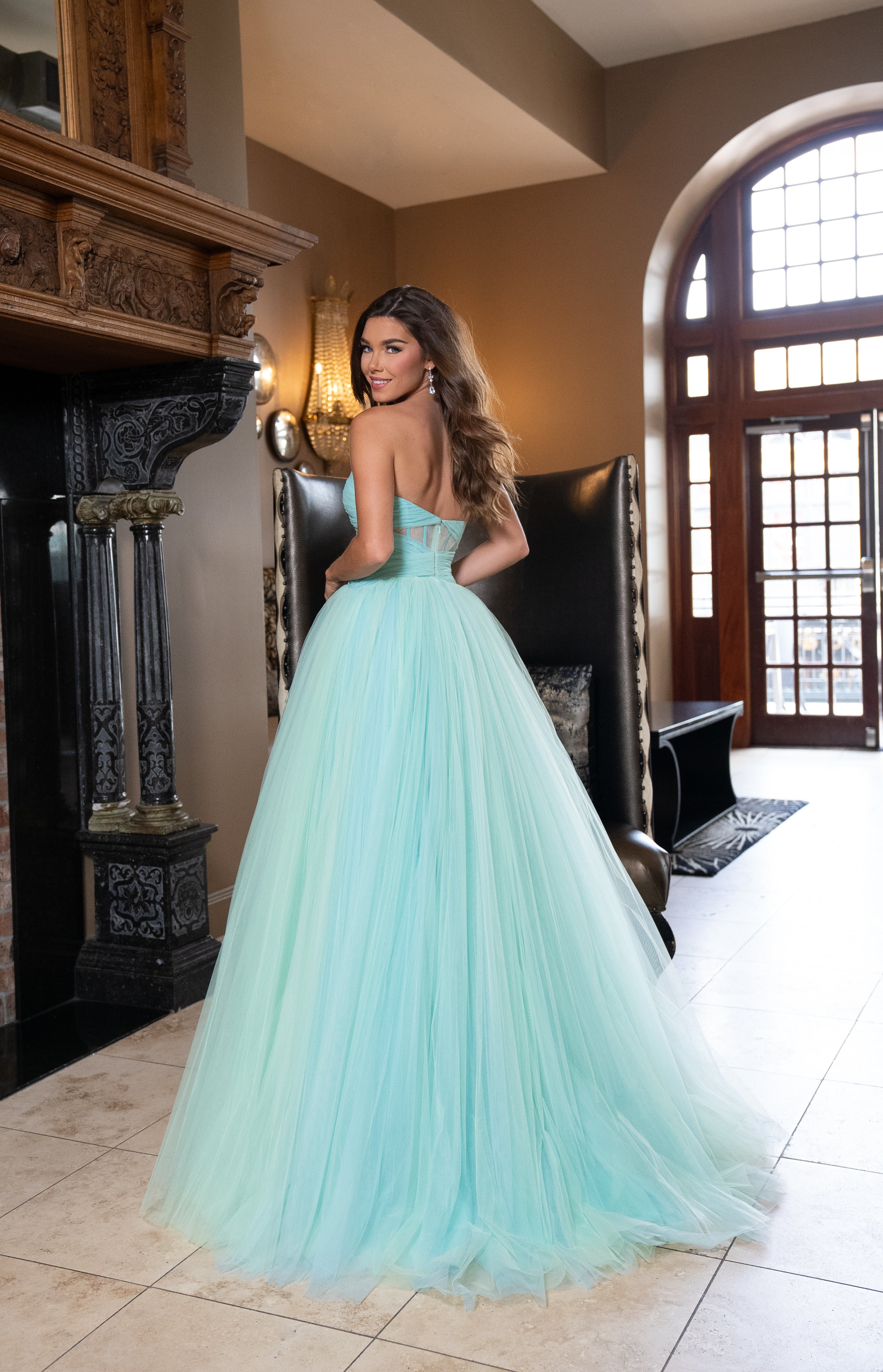 Prom Dresses Long Ball Gown Formal Pleated Prom Dress Mint Aqua