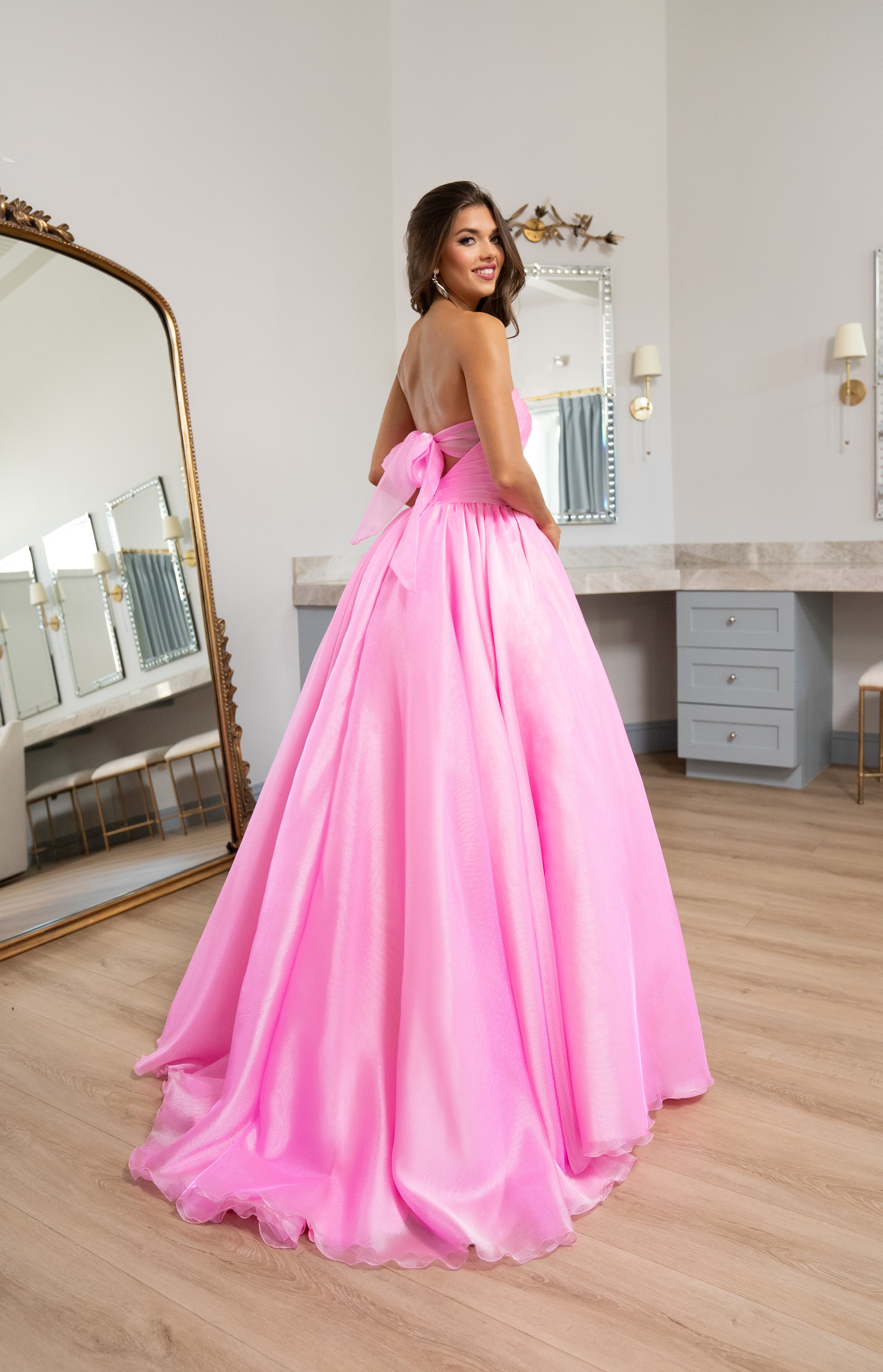Prom Dresses Long Formal Ruched Layer Prom Dress  Pink