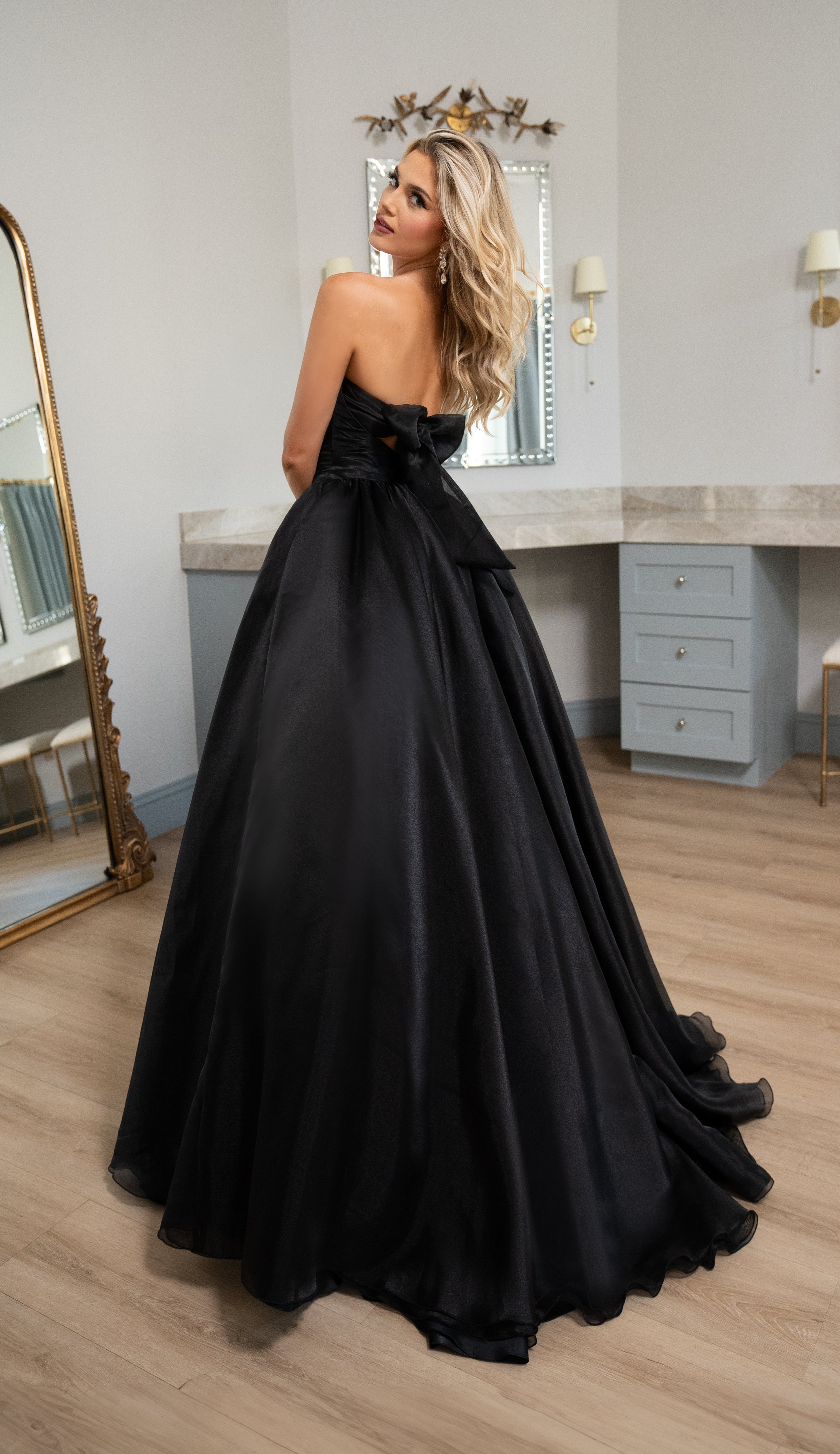Prom Dresses Long Formal Ruched Layer Prom Dress  Black