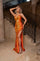 Prom Dresses Long Beaded Hologram Slit Formal Prom Dress Tangerine