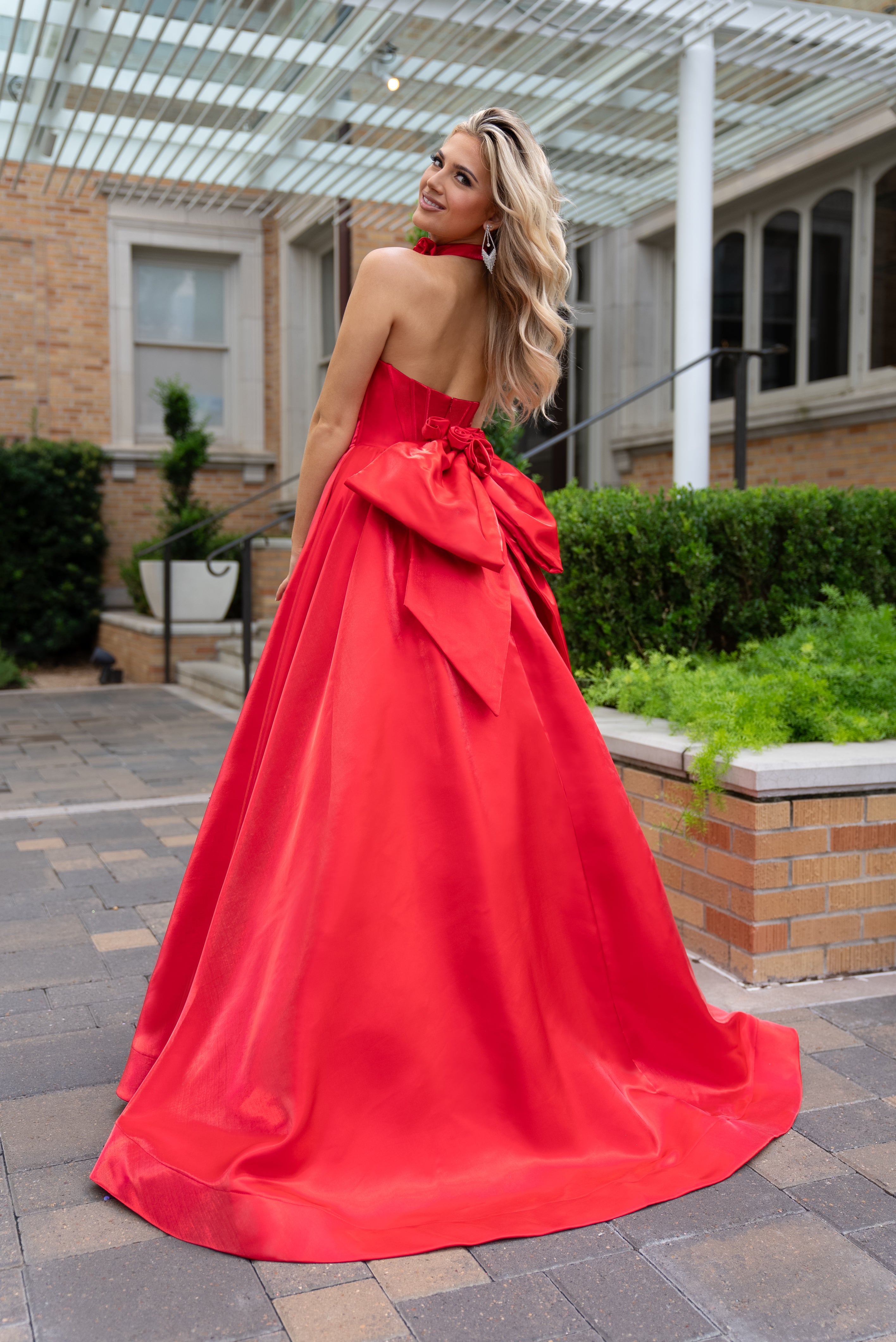 Prom Dresses Long Ball Gown Formal Floral Prom Dress  Red