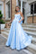 Prom Dresses Long Ball Gown Formal Floral Prom Dress  Powder Blue