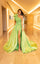 Prom Dresses Long Fitted High Slit Formal Beaded Prom Dress Lime Green