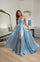 Prom Dresses Long Formal Pleted Metallic Prom Dress Ice Blue