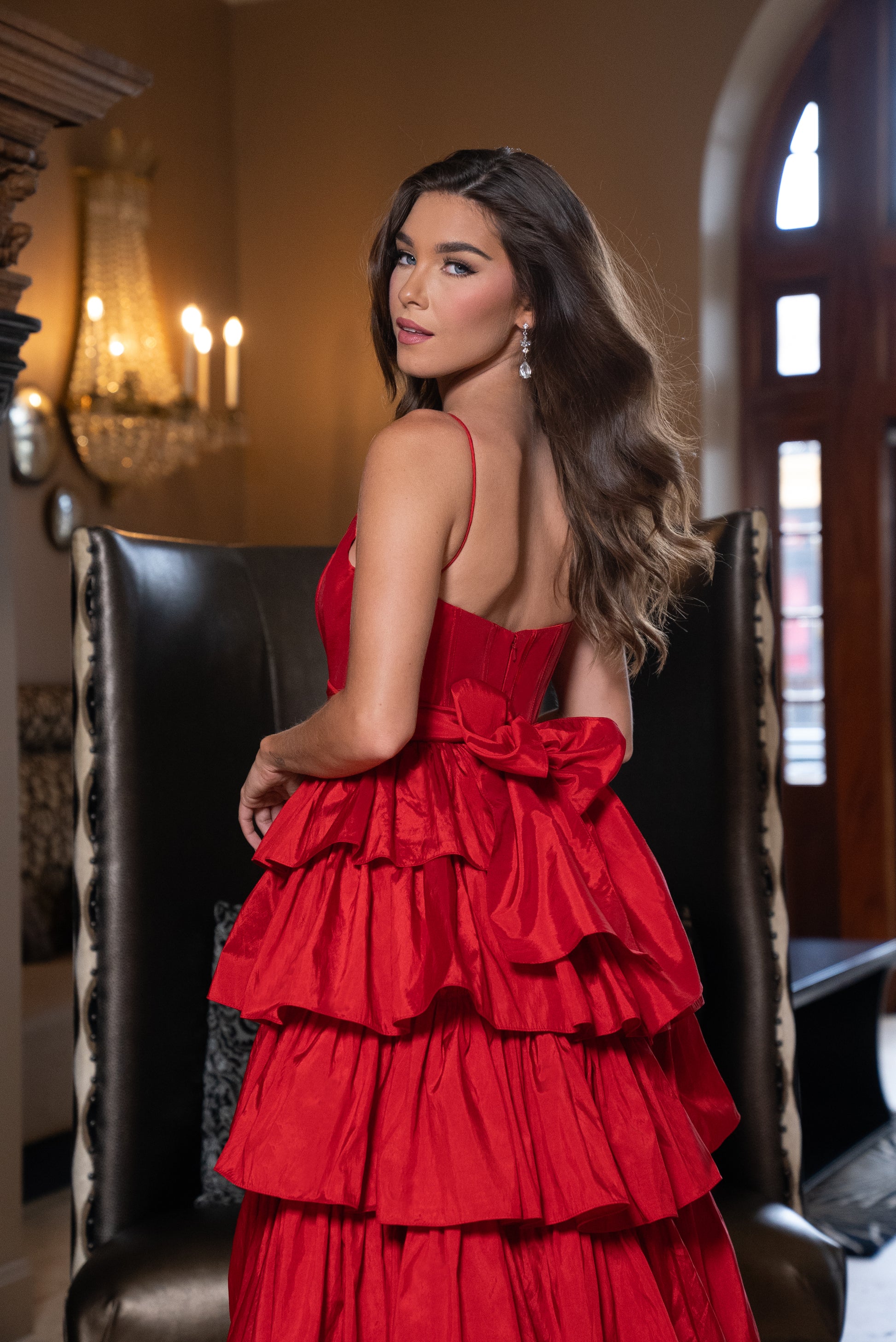 Rachel Allan 70863 A Ling Long Formal Slit Tiered Prom Dress