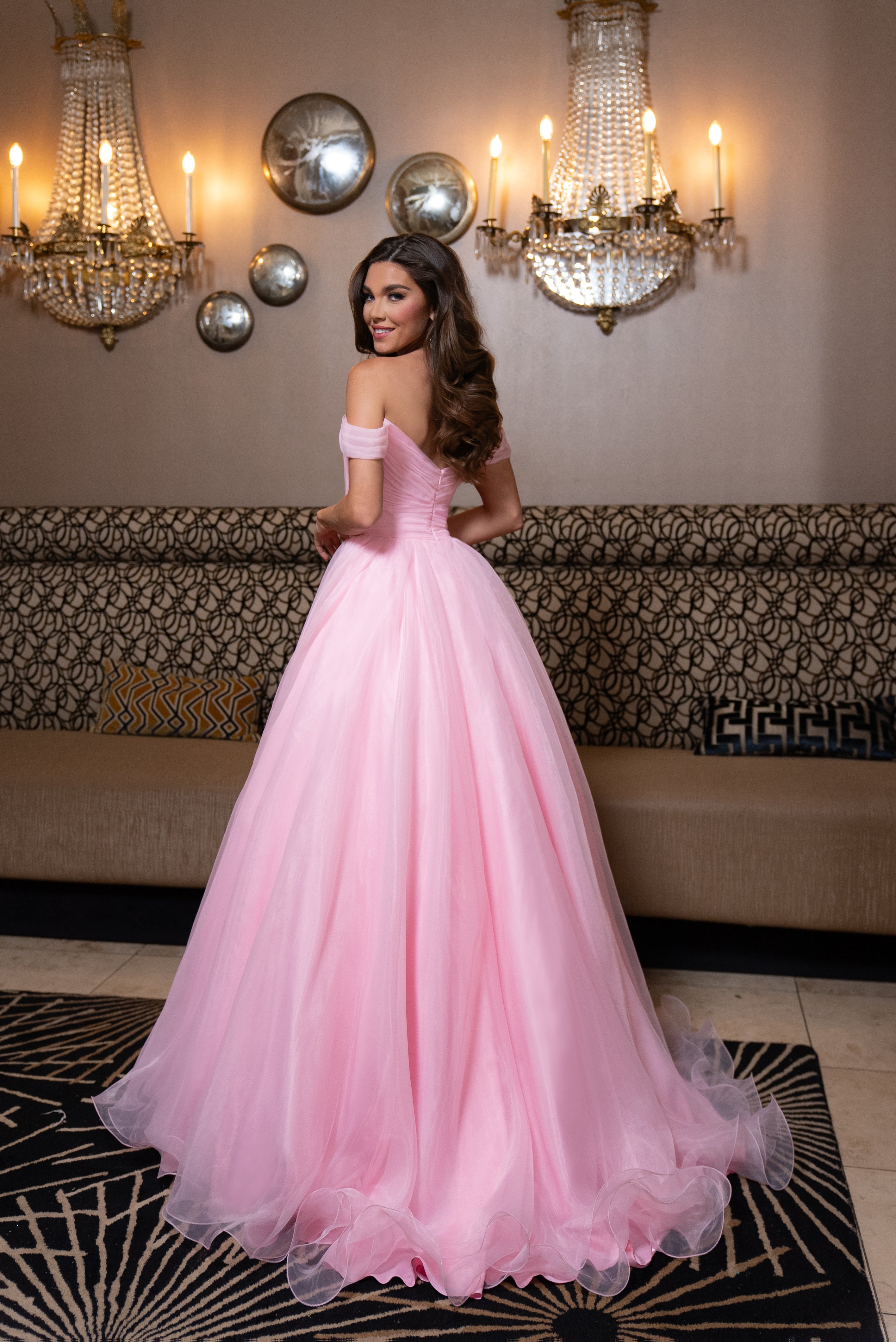 Prom Dresses A Line Long Formal 3D Floral Prom Dress Pink