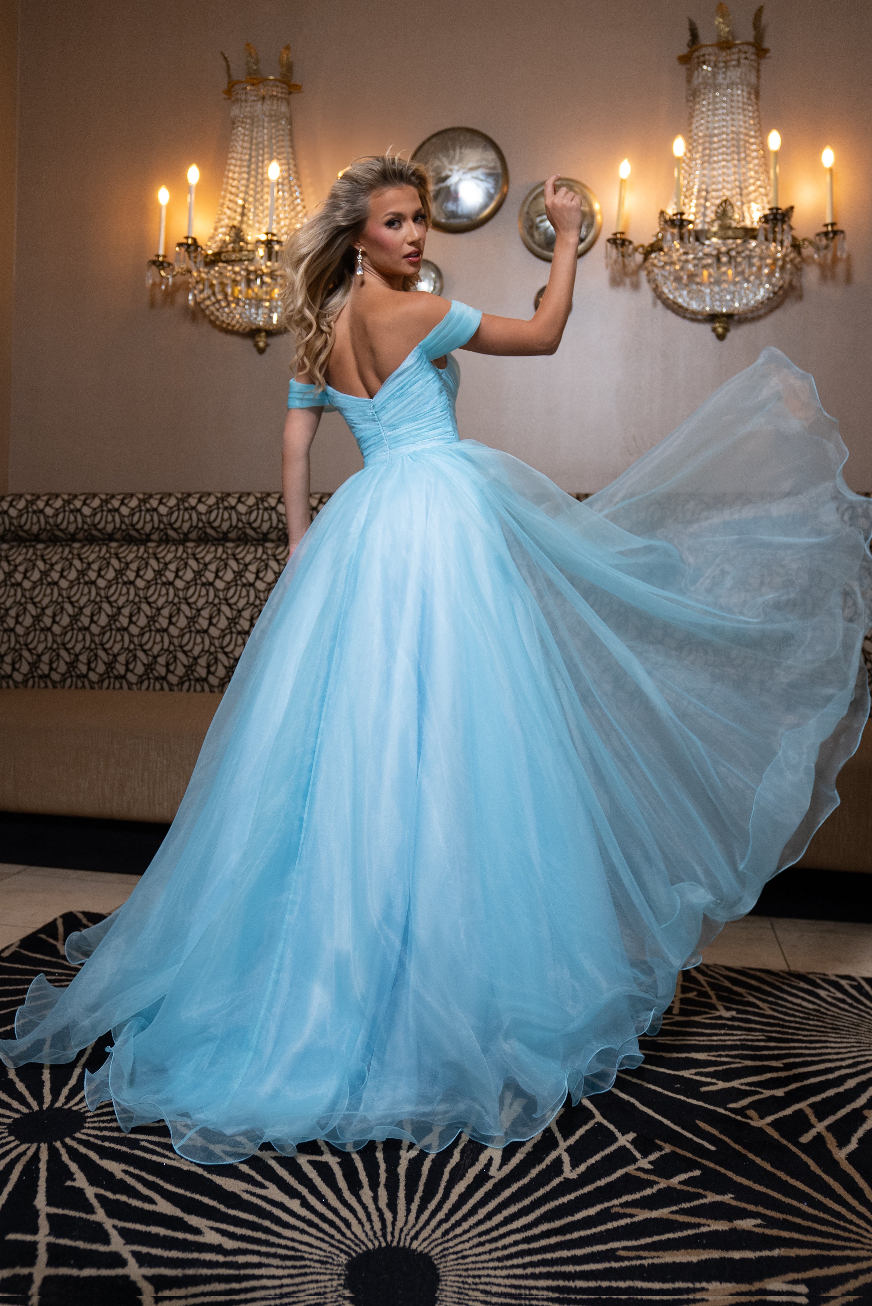 Prom Dresses A Line Long Formal 3D Floral Prom Dress Aqua