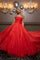 Prom Dresses A Line Long Formal 3D Floral Prom Dress Red