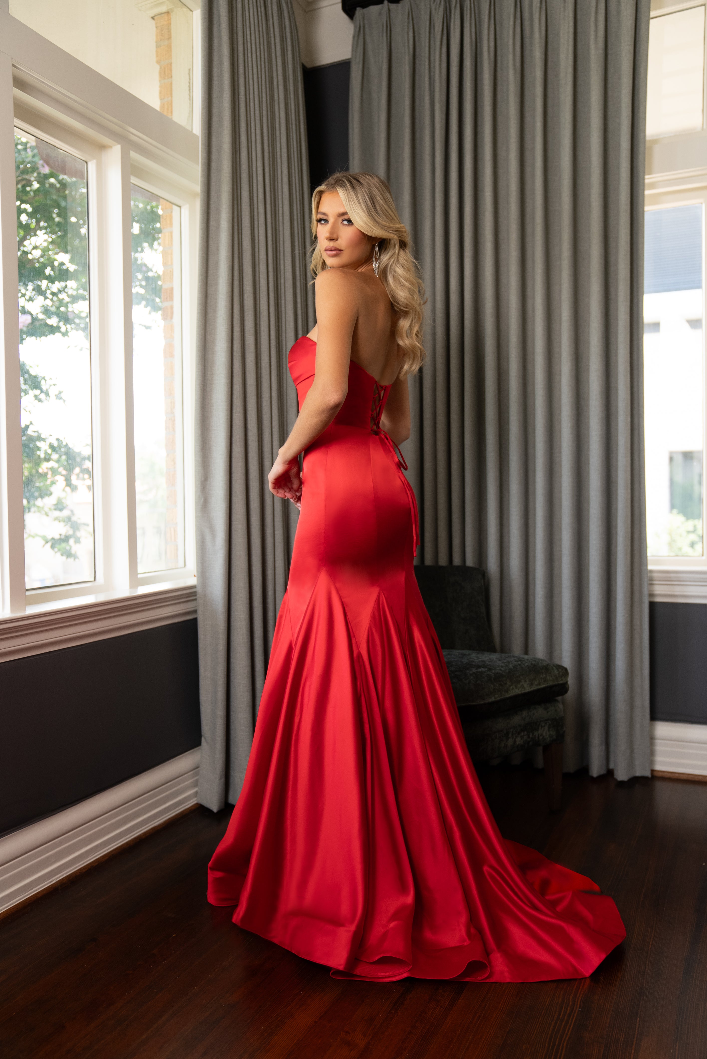 Prom Dresses Long Formal Fitted Prom Mermaid Dress Red