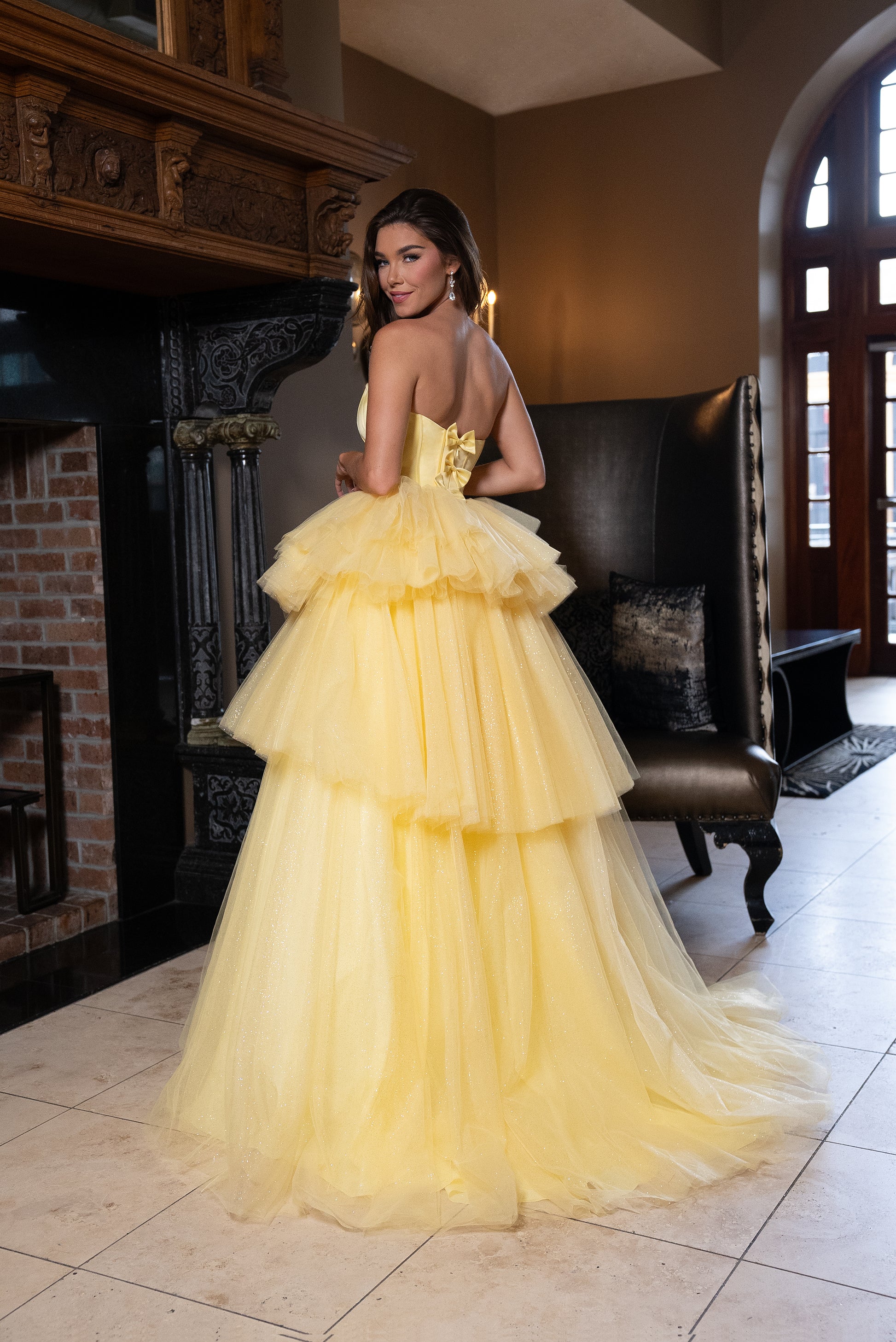 Rachel Allan 70876 Glitter Long Tiered Ball Gown Formal Prom Dress