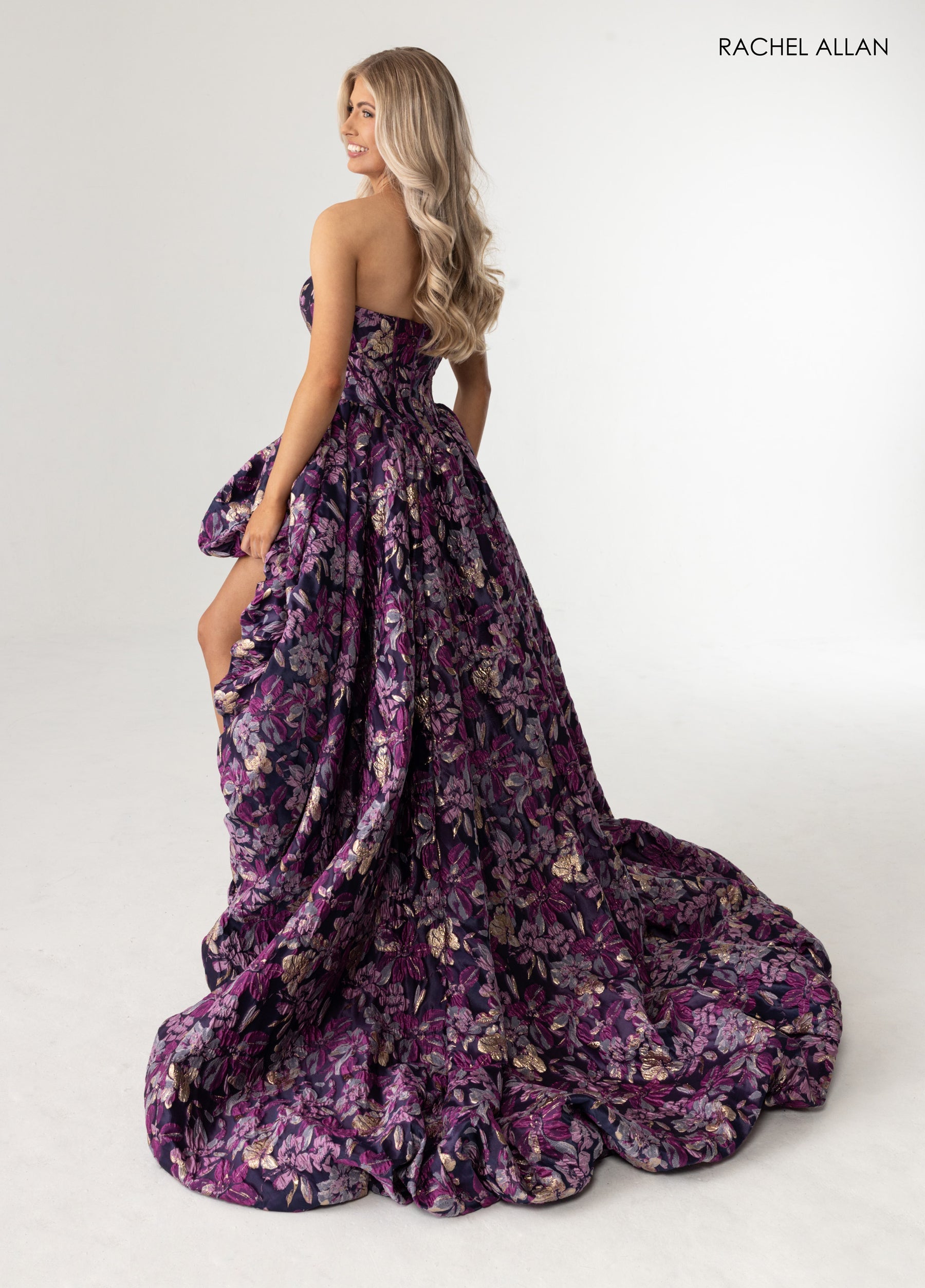 Prom Dresses High Low Corset Prom Evening Dress Navy Multi