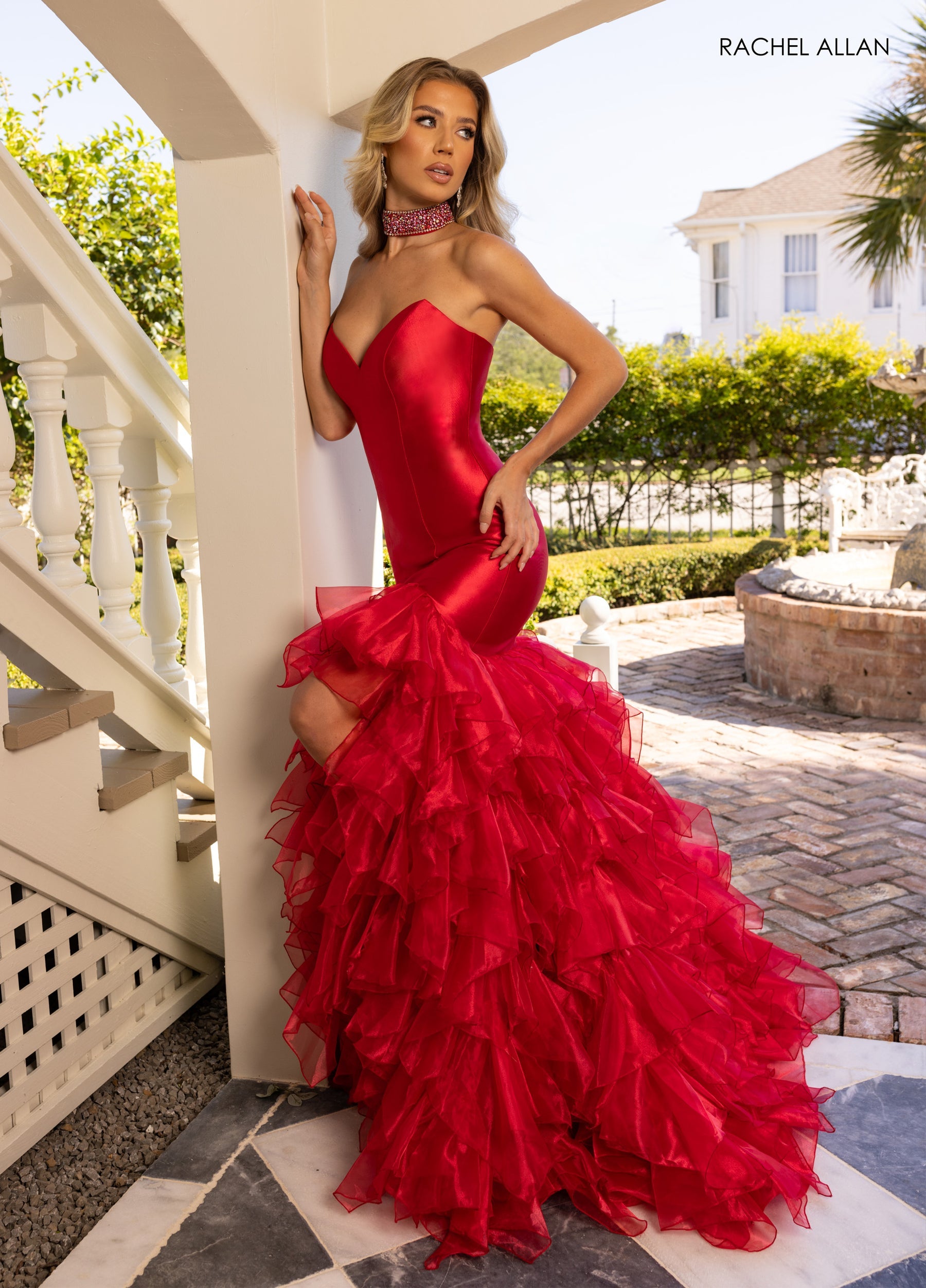 Prom Dresses Long Formal Prom Evening Ruffle Dress Red
