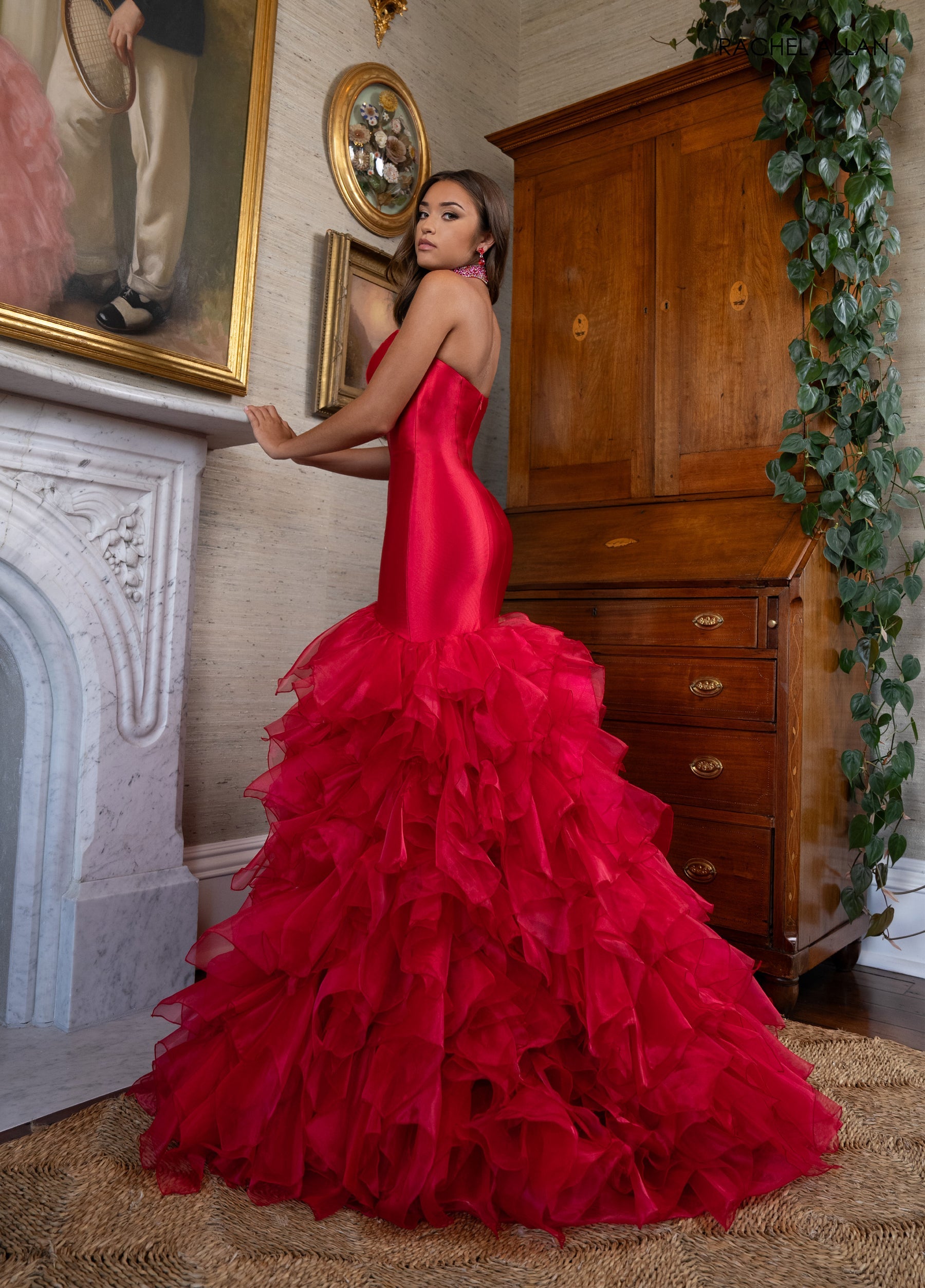 Prom Dresses Long Formal Prom Evening Ruffle Dress Red