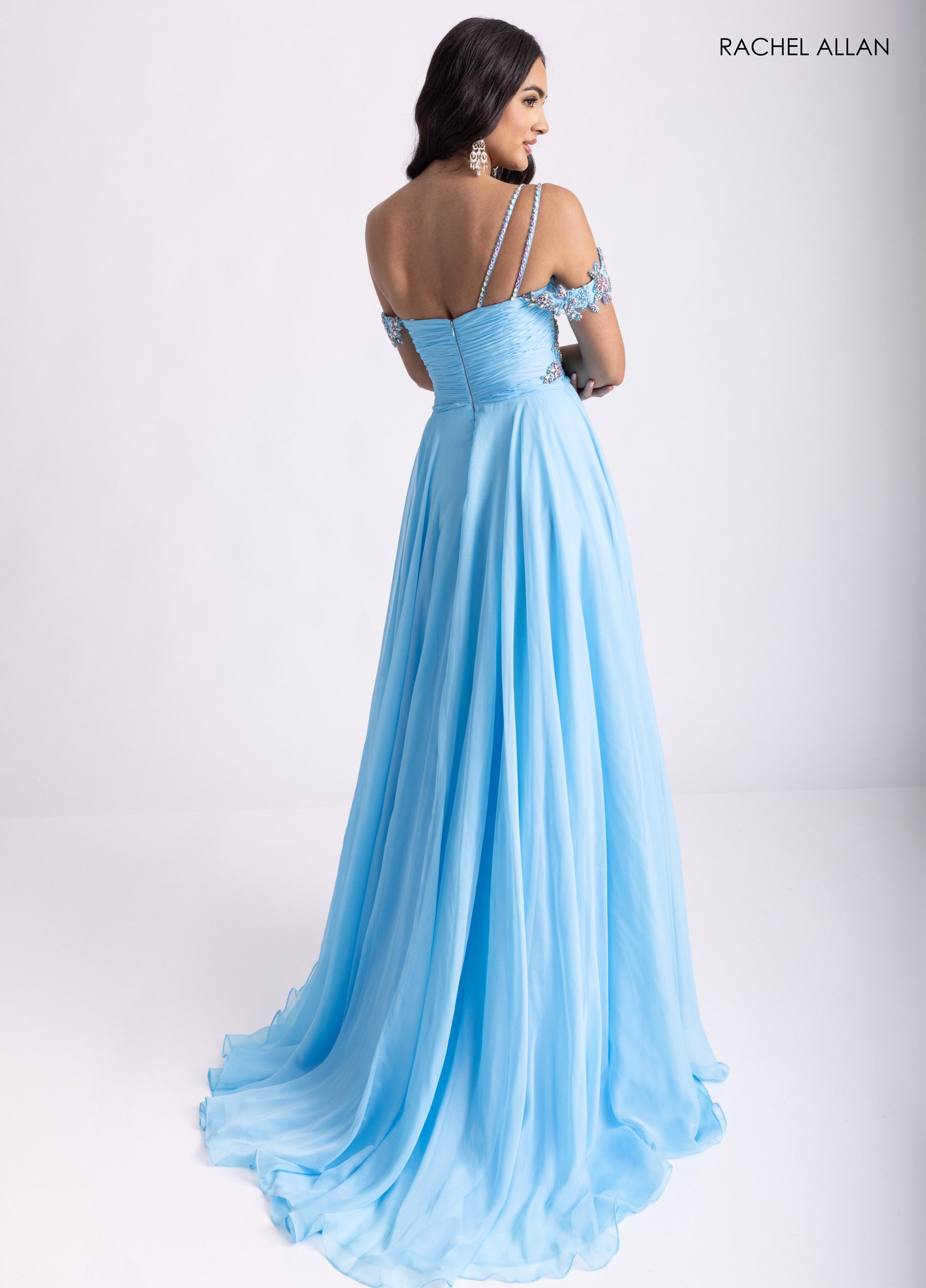 Prom Dresses Long A Line  Prom Beaded Slit Dress Sky Blue