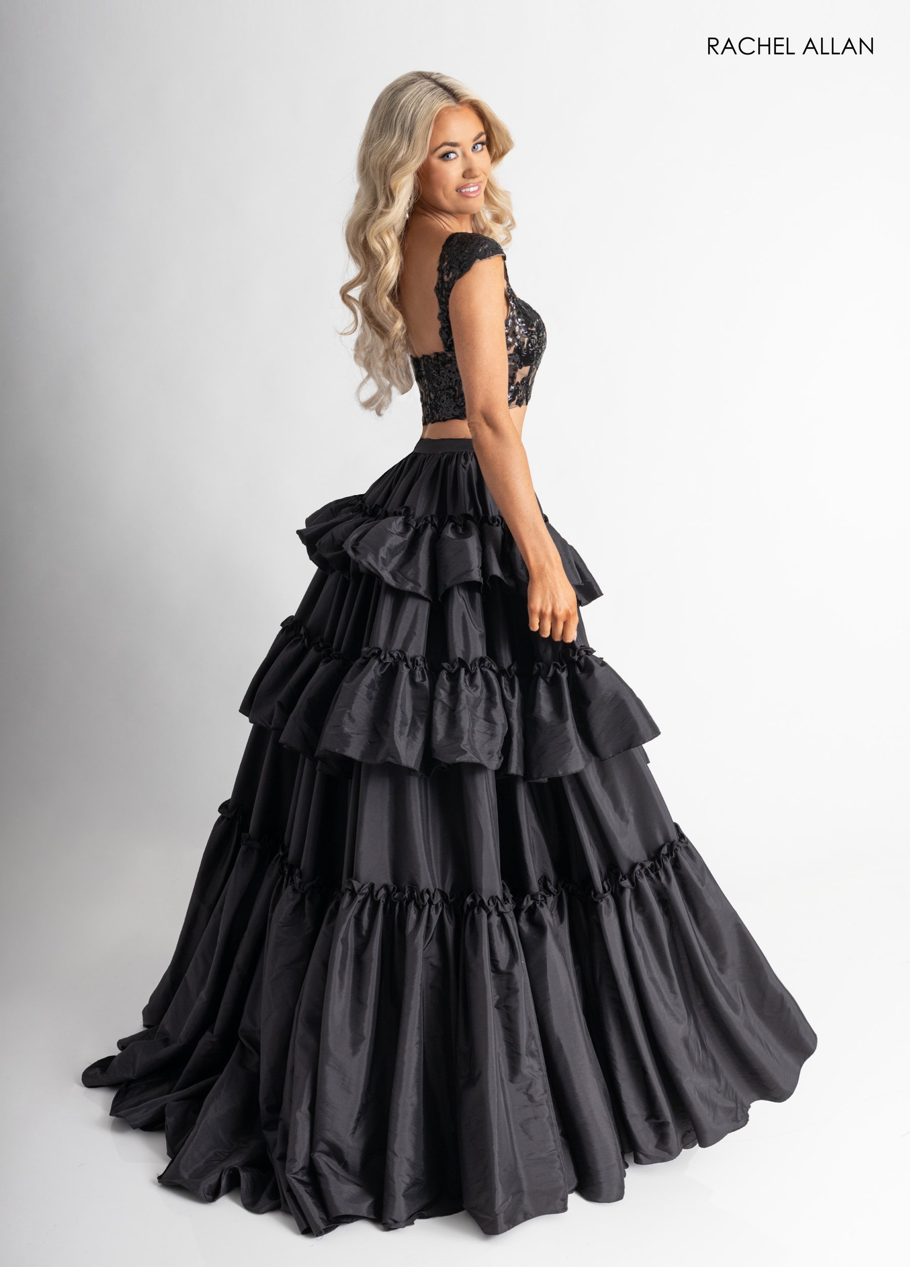 Prom Dresses Two Piece Long Formal Sequin Dress Black